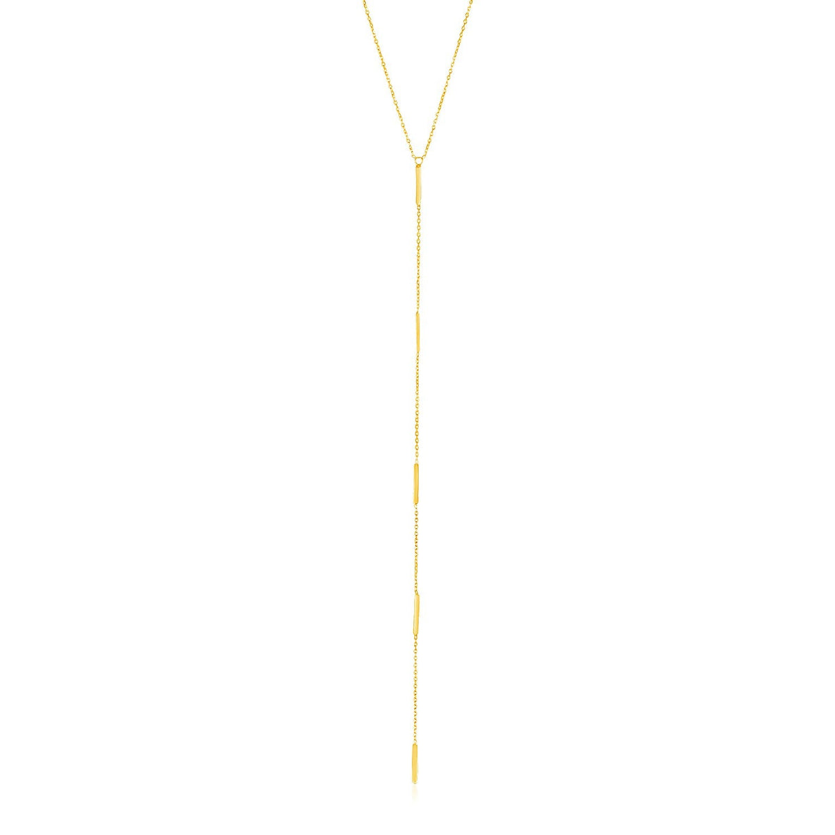 14k Yellow Gold Lariat Necklace with Small Polished Bars - LinkagejewelrydesignLinkagejewelrydesign