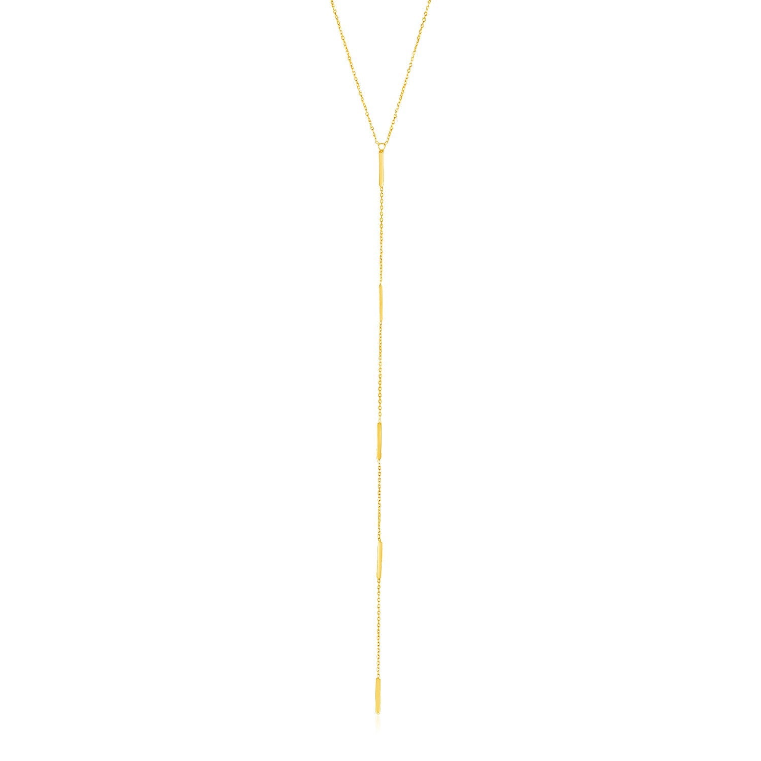 14k Yellow Gold Lariat Necklace with Small Polished Bars - LinkagejewelrydesignLinkagejewelrydesign