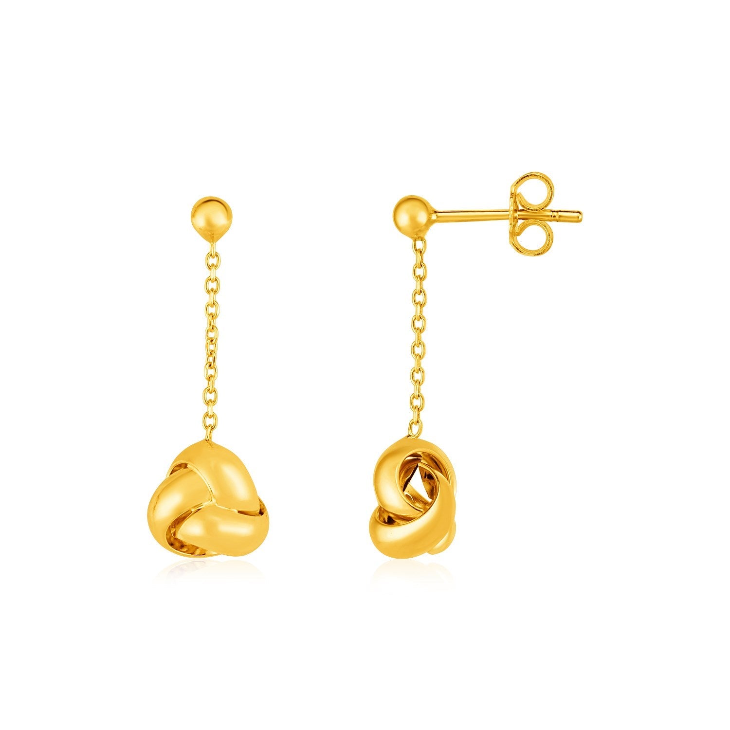 14k Yellow Gold Love Knot Drop Earrings - LinkagejewelrydesignLinkagejewelrydesign