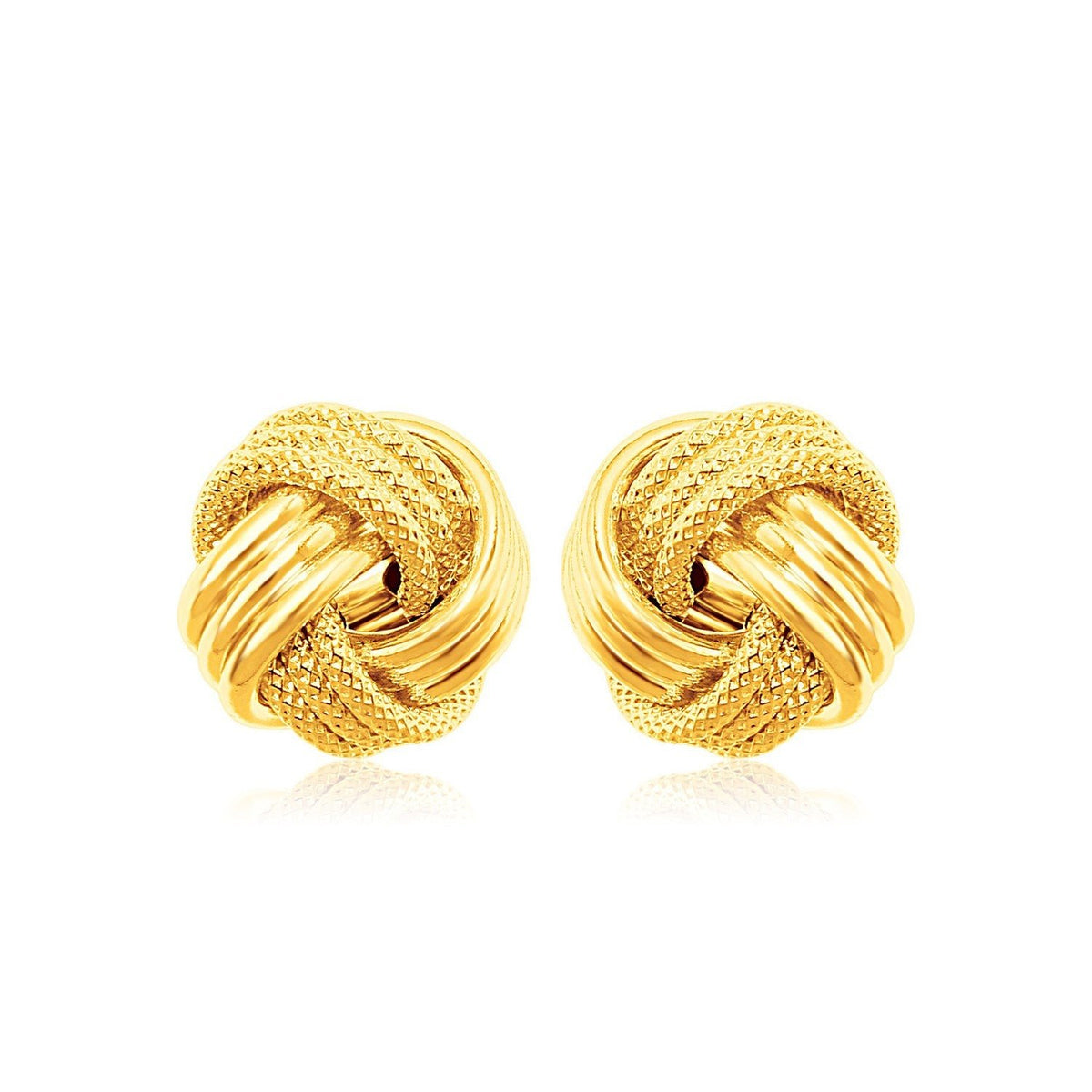 14k Yellow Gold Love Knot with Ridge Texture Earrings - LinkagejewelrydesignLinkagejewelrydesign