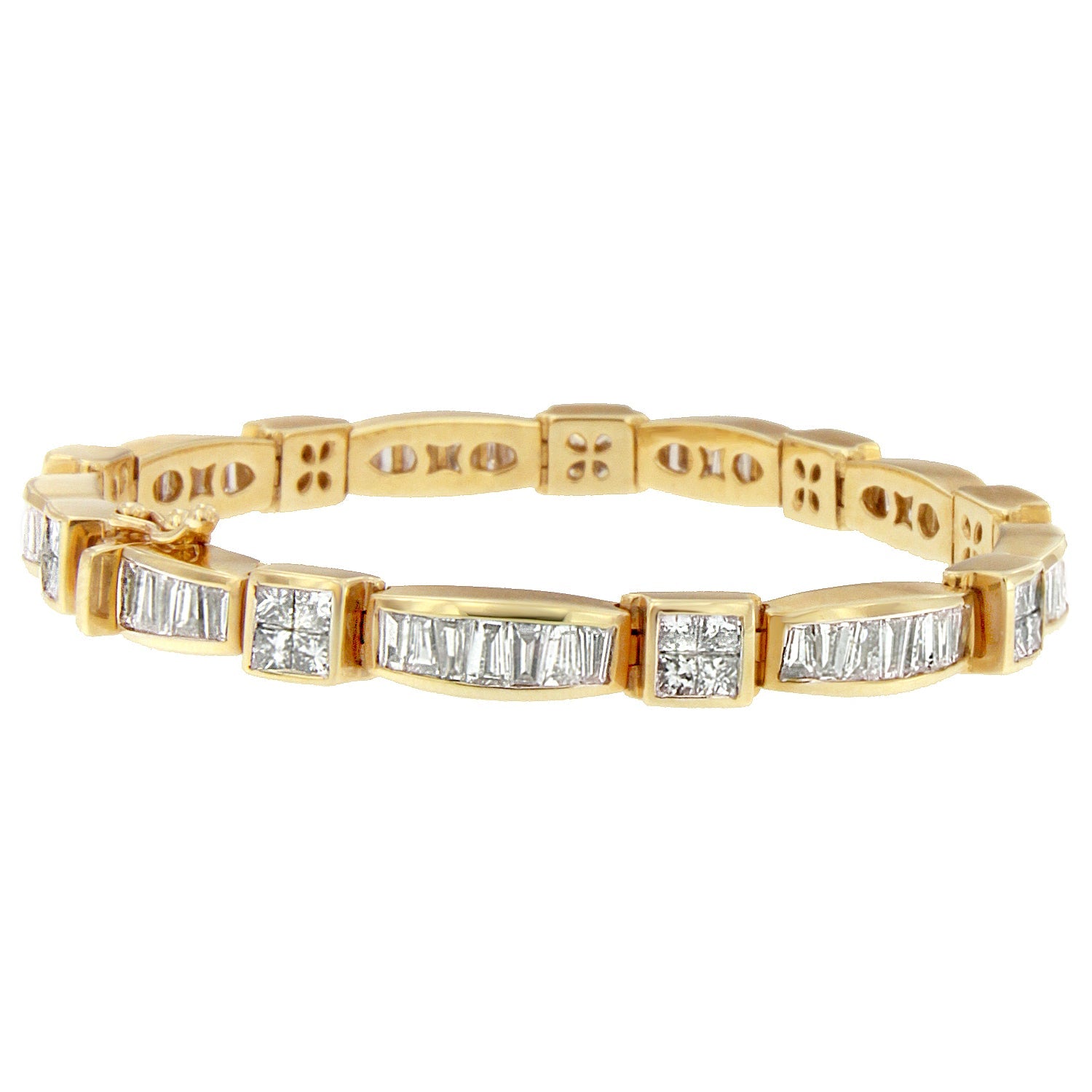 14K Yellow Gold Multi--Cut Diamond Box Square Link Bracelet(7.33 cttw,H-I Color,SI1-SI2 Clarity) - LinkagejewelrydesignLinkagejewelrydesign