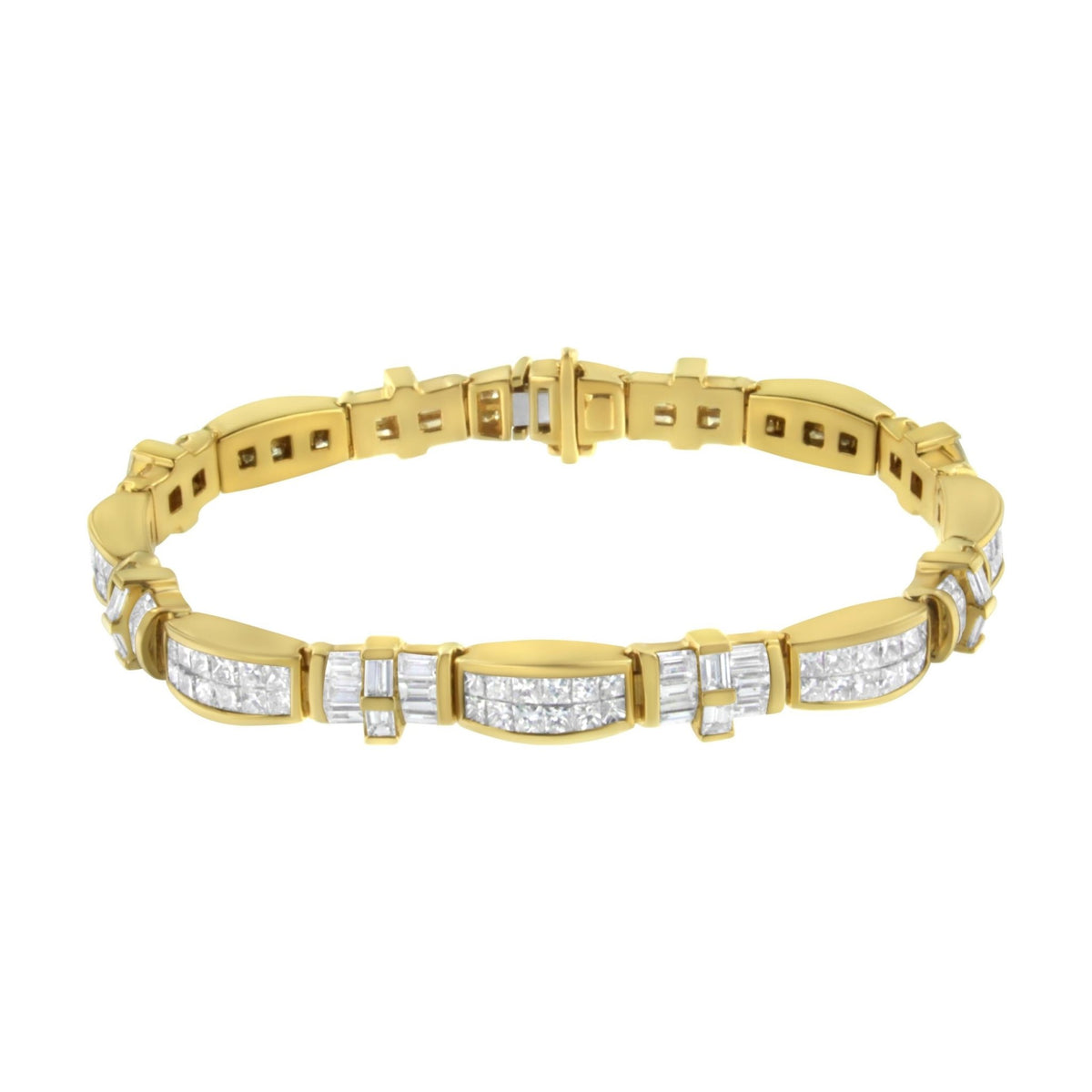 14K Yellow Gold Multi--Cut Diamond Ties of Love Eternity Bracelet(11.25 cttw,G-H Color,VS1-VS2 Clarity) - LinkagejewelrydesignLinkagejewelrydesign
