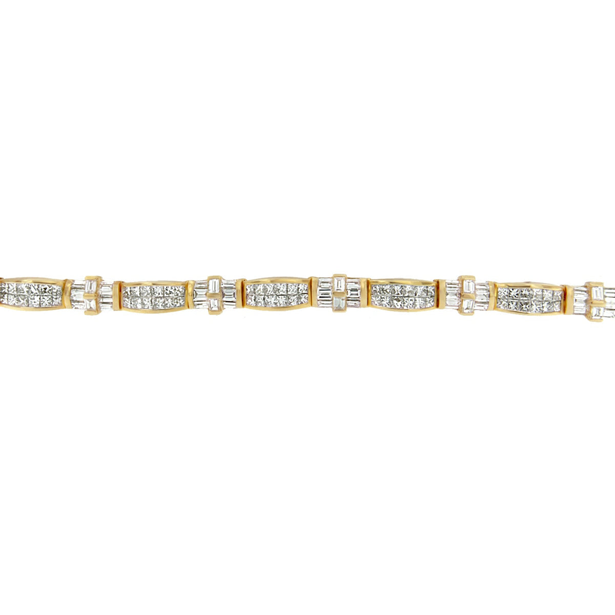14K Yellow Gold Multi--Cut Diamond Ties of Love Eternity Bracelet(11.25 cttw,G-H Color,VS1-VS2 Clarity) - LinkagejewelrydesignLinkagejewelrydesign
