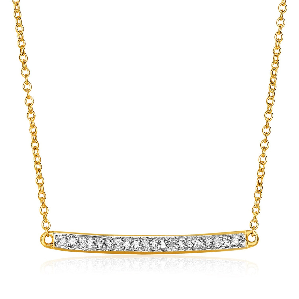 14k Yellow Gold Necklace with Gold and Diamond Bar (1/10 cttw) - LinkagejewelrydesignLinkagejewelrydesign