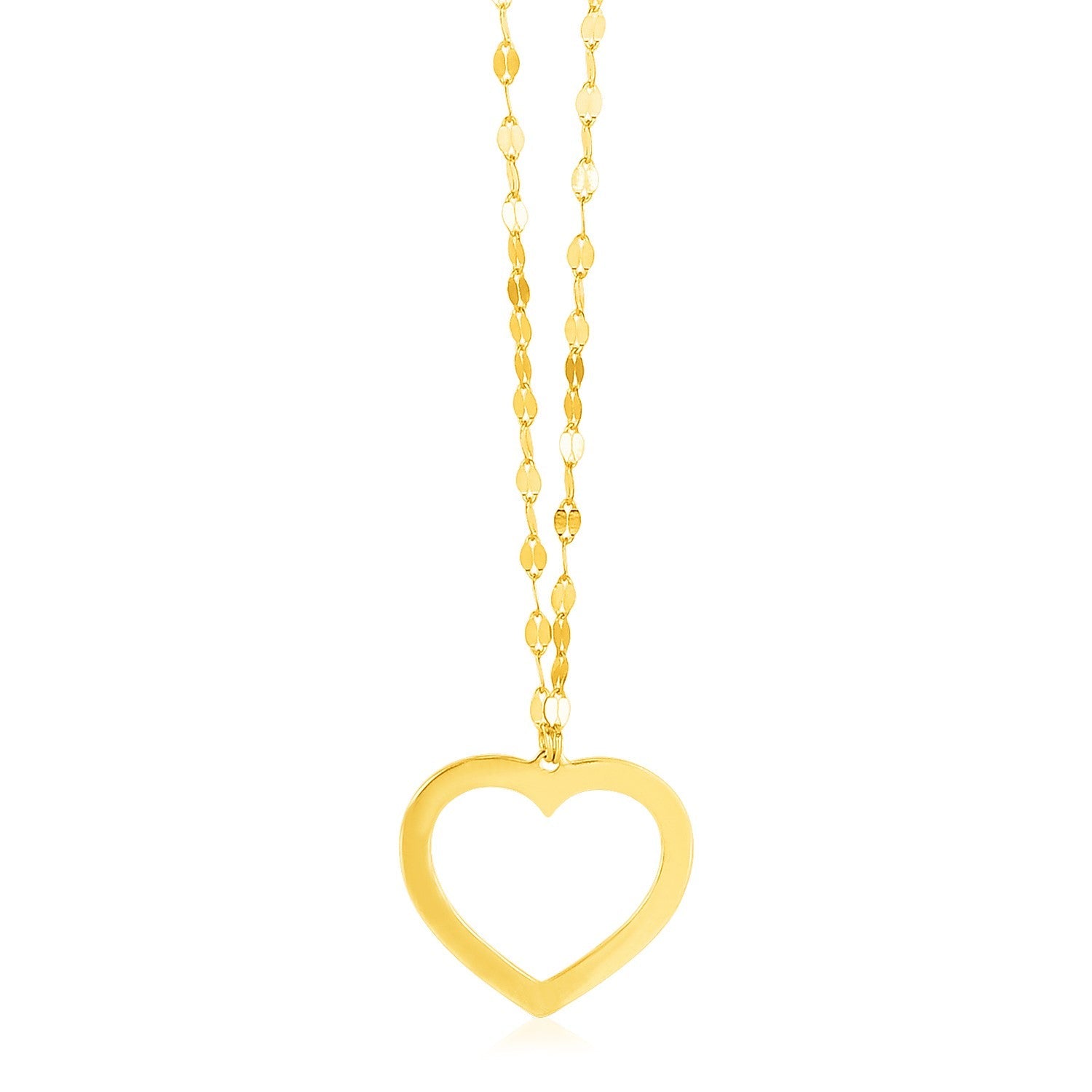 14k Yellow Gold Necklace with Reversible Heart Pendant - LinkagejewelrydesignLinkagejewelrydesign