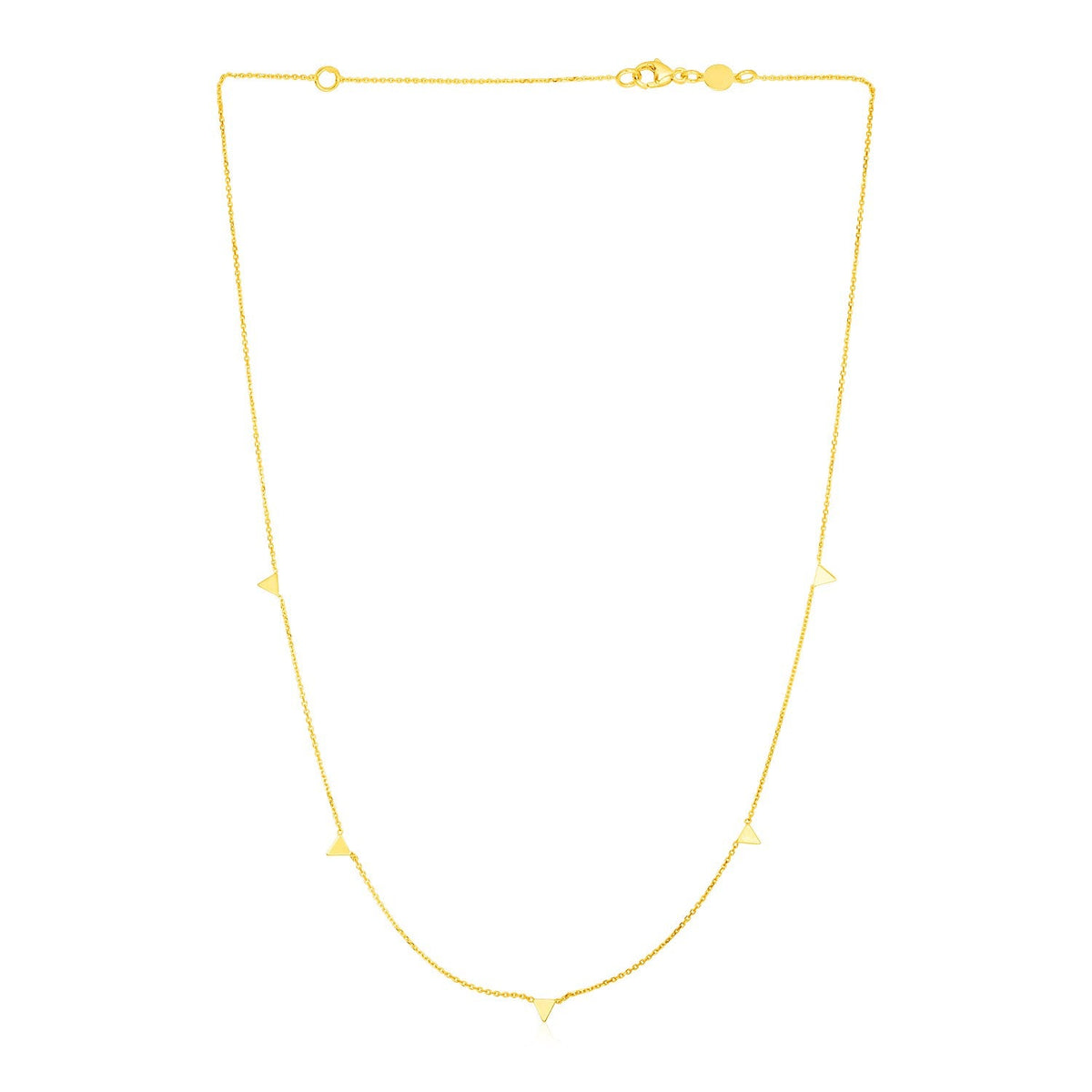 14K Yellow Gold Necklace with Triangles - LinkagejewelrydesignLinkagejewelrydesign