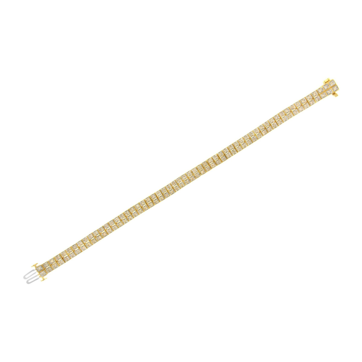 14K Yellow Gold over .925 Sterling Silver 3.0 Cttw Diamond Double Row Square Milgrain Link 7” Tennis Bracelet (K-L Color, I1-I2 Clarity) - LinkagejewelrydesignLinkagejewelrydesign