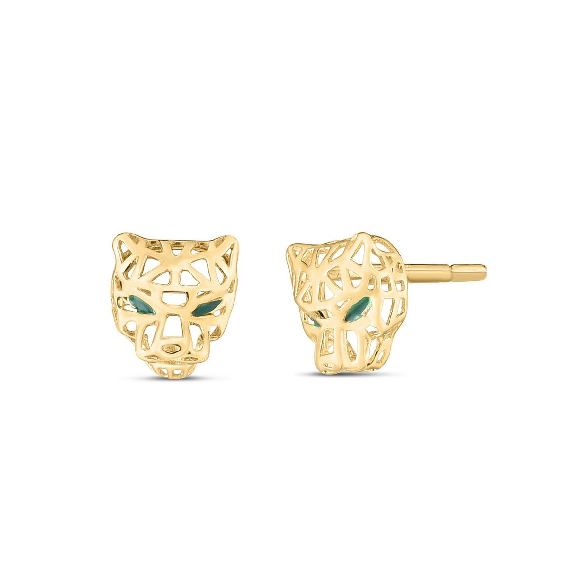 14k Yellow Gold Panther Head Stud Earrings - LinkagejewelrydesignLinkagejewelrydesign