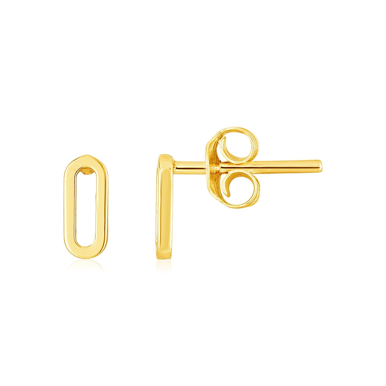 14k Yellow Gold Paperclip Link Stud Earrings - LinkagejewelrydesignLinkagejewelrydesign