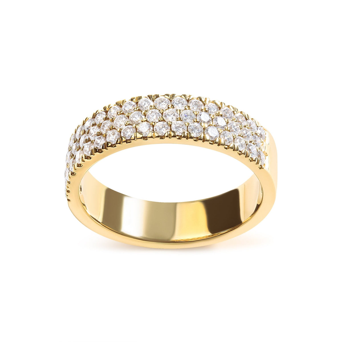14K Yellow Gold Pave Set 3/4 cttw Multi Row Diamond Band Ring (H-I Color, SI2-I1 Clarity) - Size 7 - LinkagejewelrydesignLinkagejewelrydesign