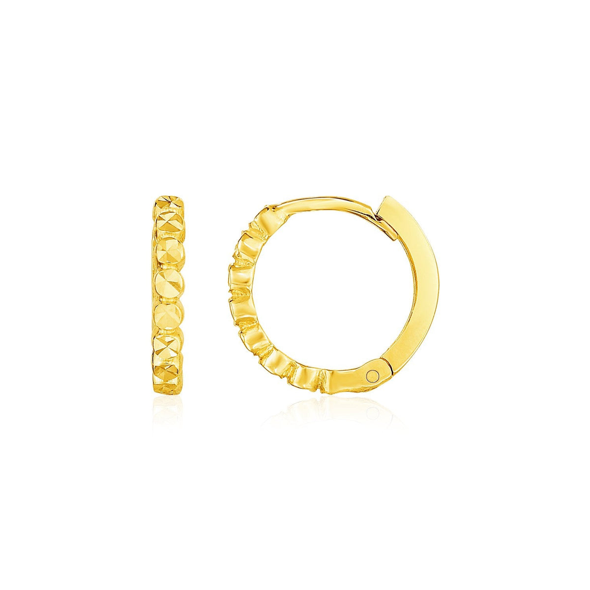 14k Yellow Gold Petite Textured Round Hoop Earrings - LinkagejewelrydesignLinkagejewelrydesign