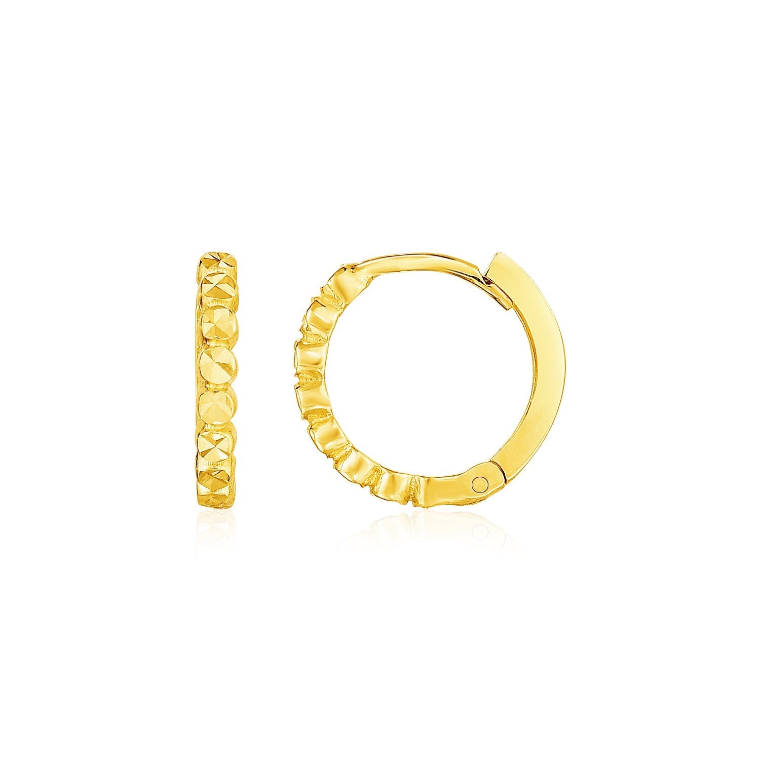 14k Yellow Gold Petite Textured Round Hoop Earrings - LinkagejewelrydesignLinkagejewelrydesign