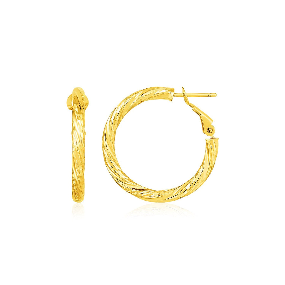 14k Yellow Gold Petite Twisted Round Hoop Earrings - LinkagejewelrydesignLinkagejewelrydesign