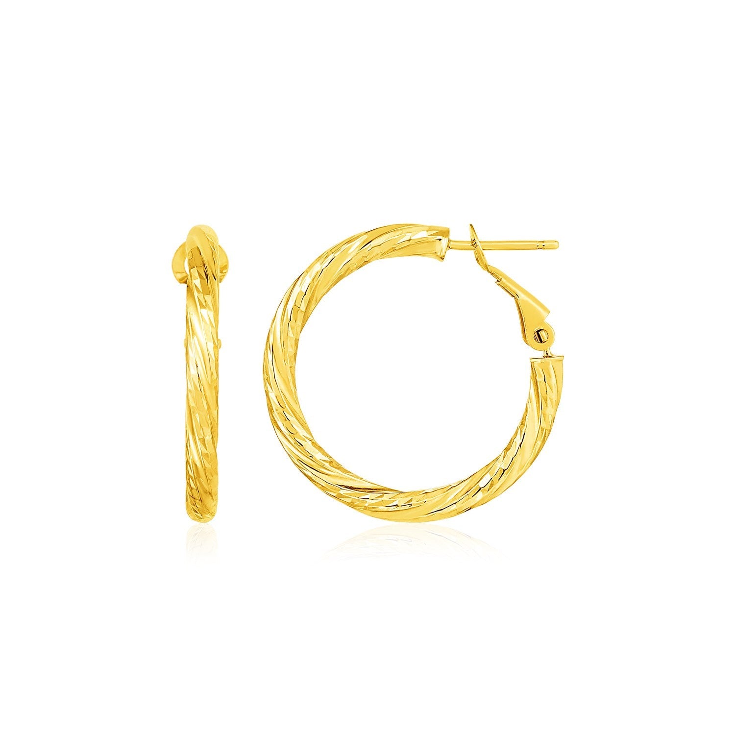 14k Yellow Gold Petite Twisted Round Hoop Earrings - LinkagejewelrydesignLinkagejewelrydesign