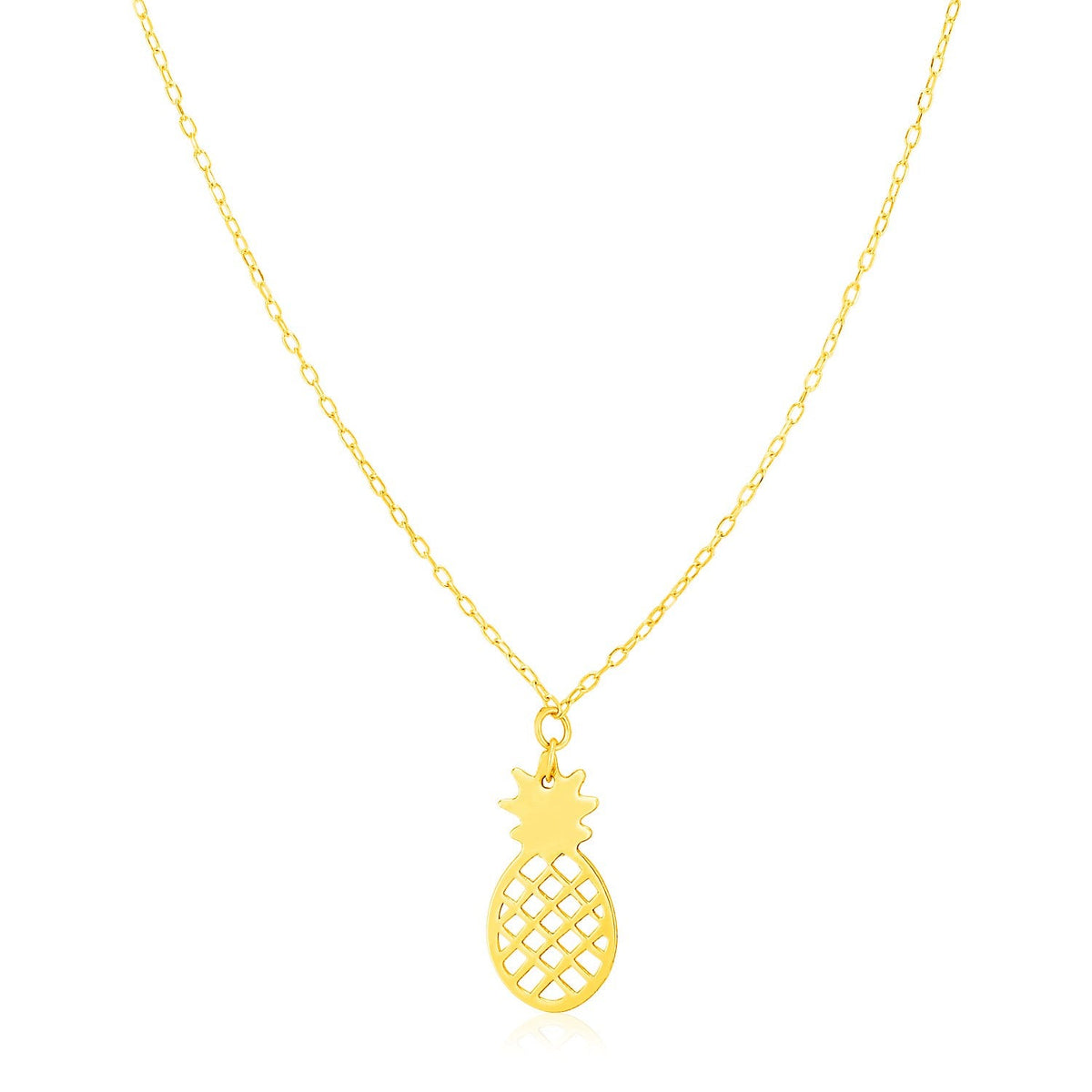 14K Yellow Gold Pineapple Necklace - LinkagejewelrydesignLinkagejewelrydesign