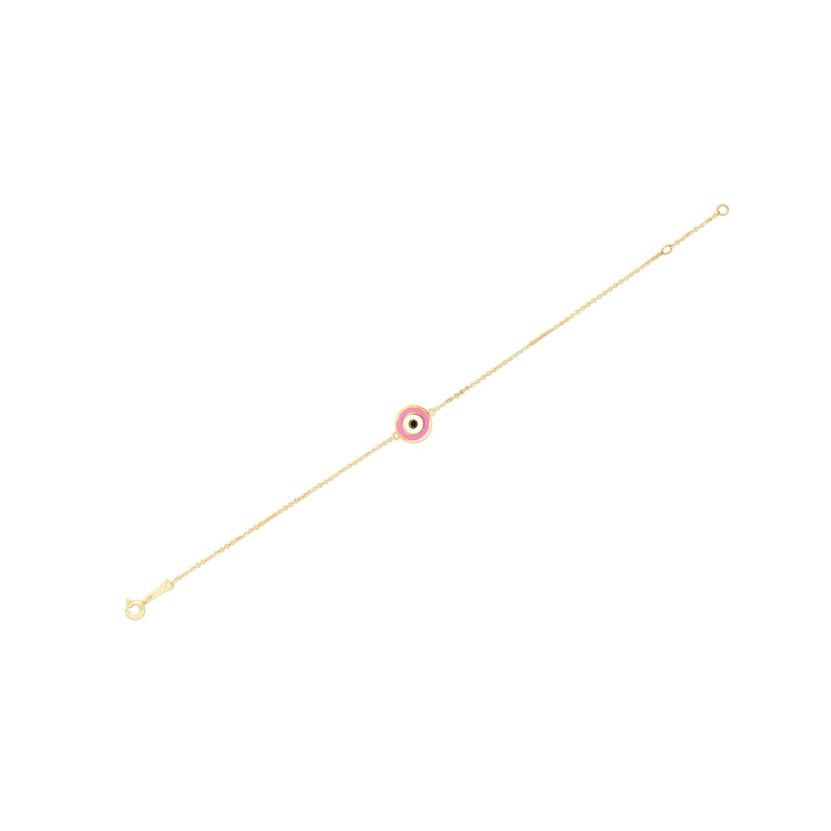 14k Yellow Gold Pink Evil Eye Bracelet - LinkagejewelrydesignLinkagejewelrydesign
