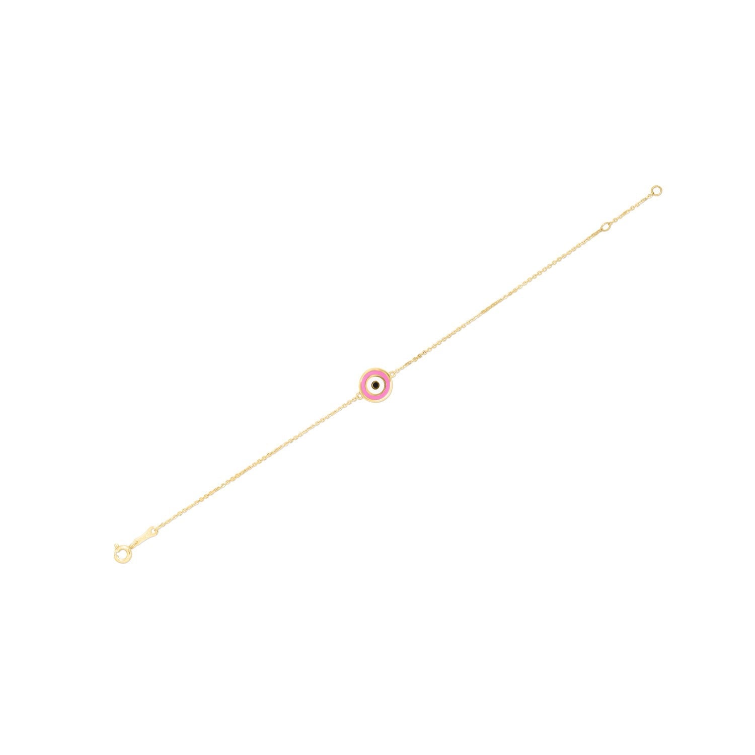 14k Yellow Gold Pink Evil Eye Bracelet - LinkagejewelrydesignLinkagejewelrydesign