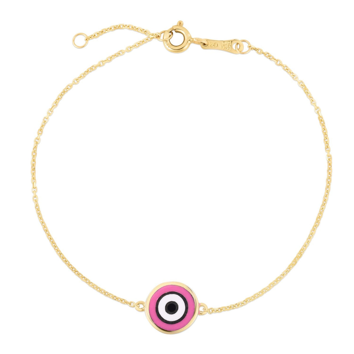 14k Yellow Gold Pink Evil Eye Bracelet - LinkagejewelrydesignLinkagejewelrydesign