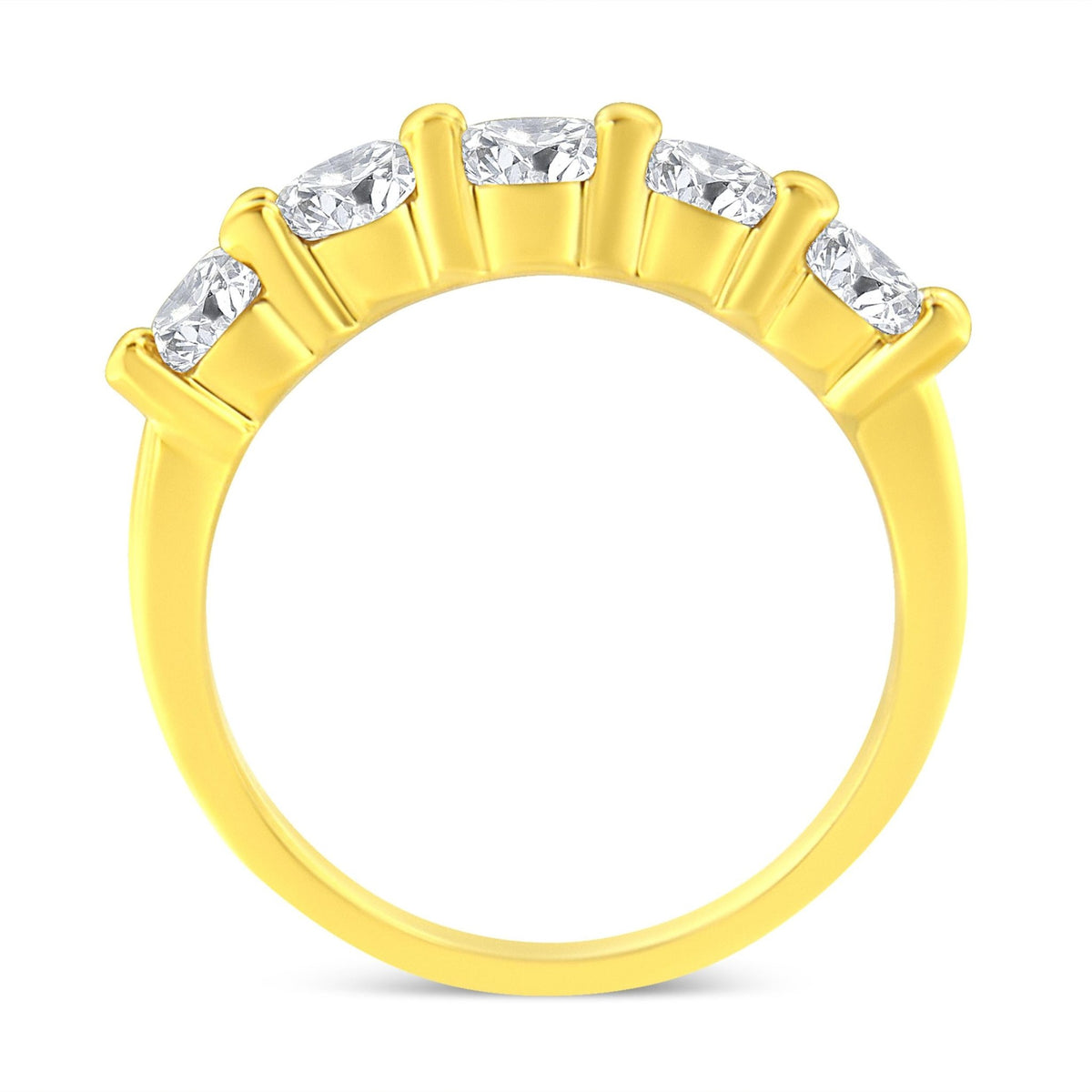 14K Yellow Gold Plated .925 Sterling Silver 1 1/2 Cttw Shared Prong Set Brilliant Round-Cut Diamond Anniversary or Wedding Band Ring (K-L Color, SI2-I1 Clarity) - Size 7 - LinkagejewelrydesignLinkagejewelrydesign