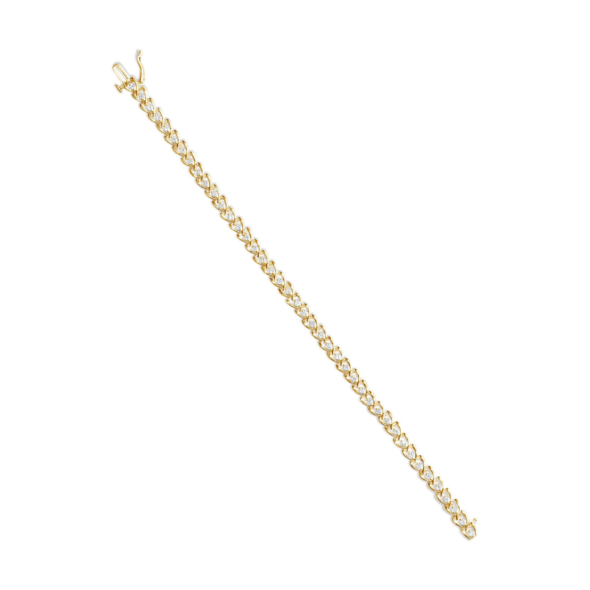 14K Yellow Gold Plated .925 Sterling Silver 1.00 Cttw Diamond C-Shaped Link Bracelet (I-J Color, I3 Clarity) - LinkagejewelrydesignLinkagejewelrydesign