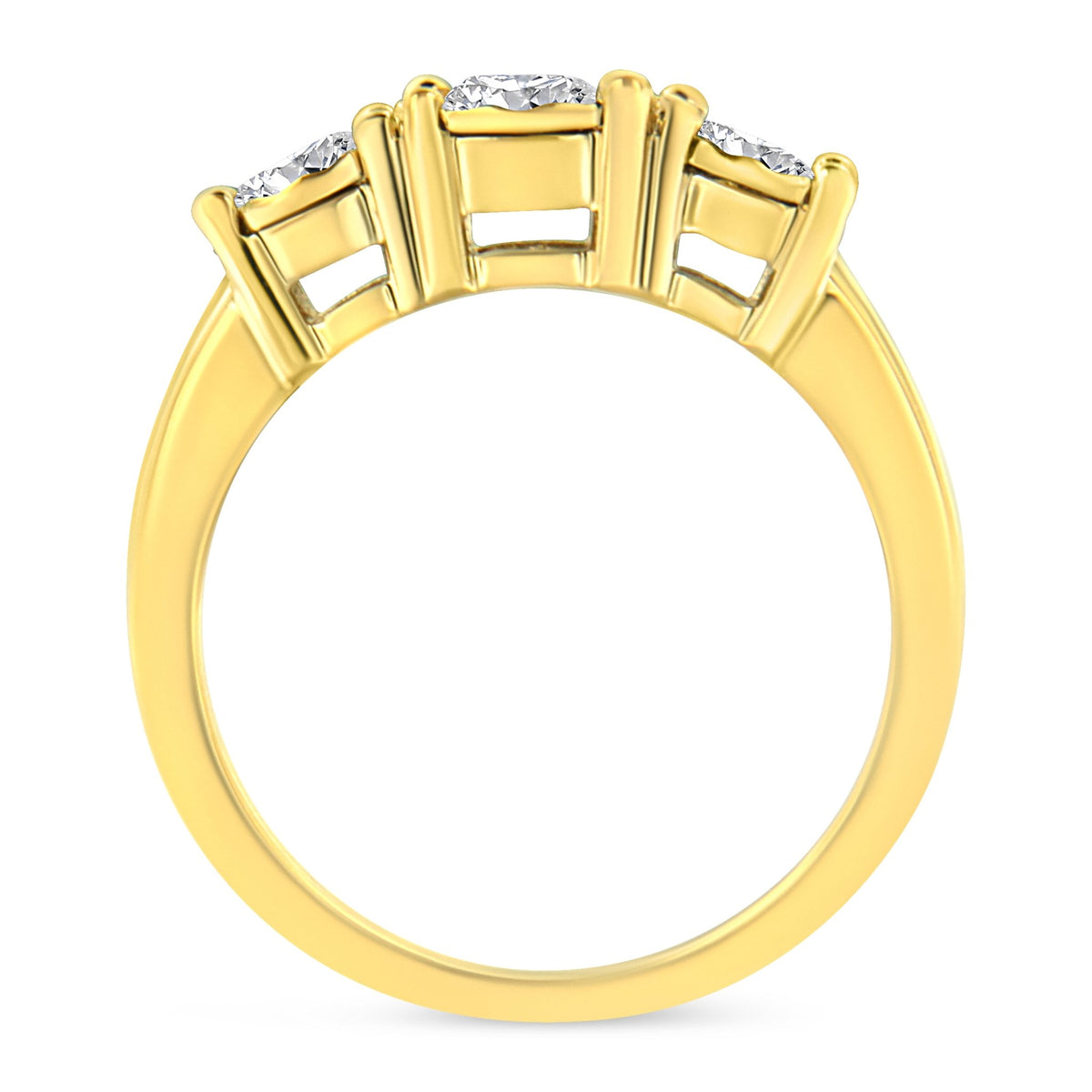 14K Yellow Gold Plated .925 Sterling Silver 1.00 Cttw Miracle-Set Round Diamond Three Stone Engagement Ring (K-L Color, I1-I2 Clarity) - Size 7 - LinkagejewelrydesignLinkagejewelrydesign