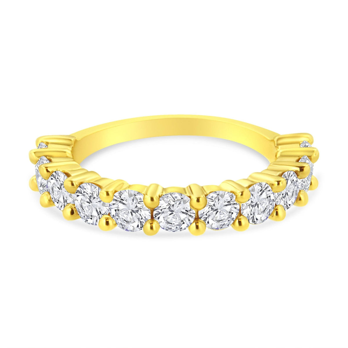 14K Yellow Gold Plated .925 Sterling Silver 1.00 Cttw Round-Cut Diamond 11 Stone Wedding Band Ring (J-K Color, I1-I2 Clarity) - Size 7 - LinkagejewelrydesignLinkagejewelrydesign