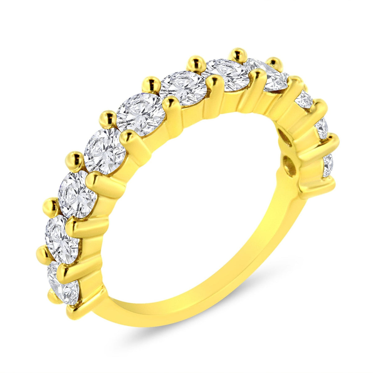 14K Yellow Gold Plated .925 Sterling Silver 1.00 Cttw Round-Cut Diamond 11 Stone Wedding Band Ring (J-K Color, I1-I2 Clarity) - Size 7 - LinkagejewelrydesignLinkagejewelrydesign