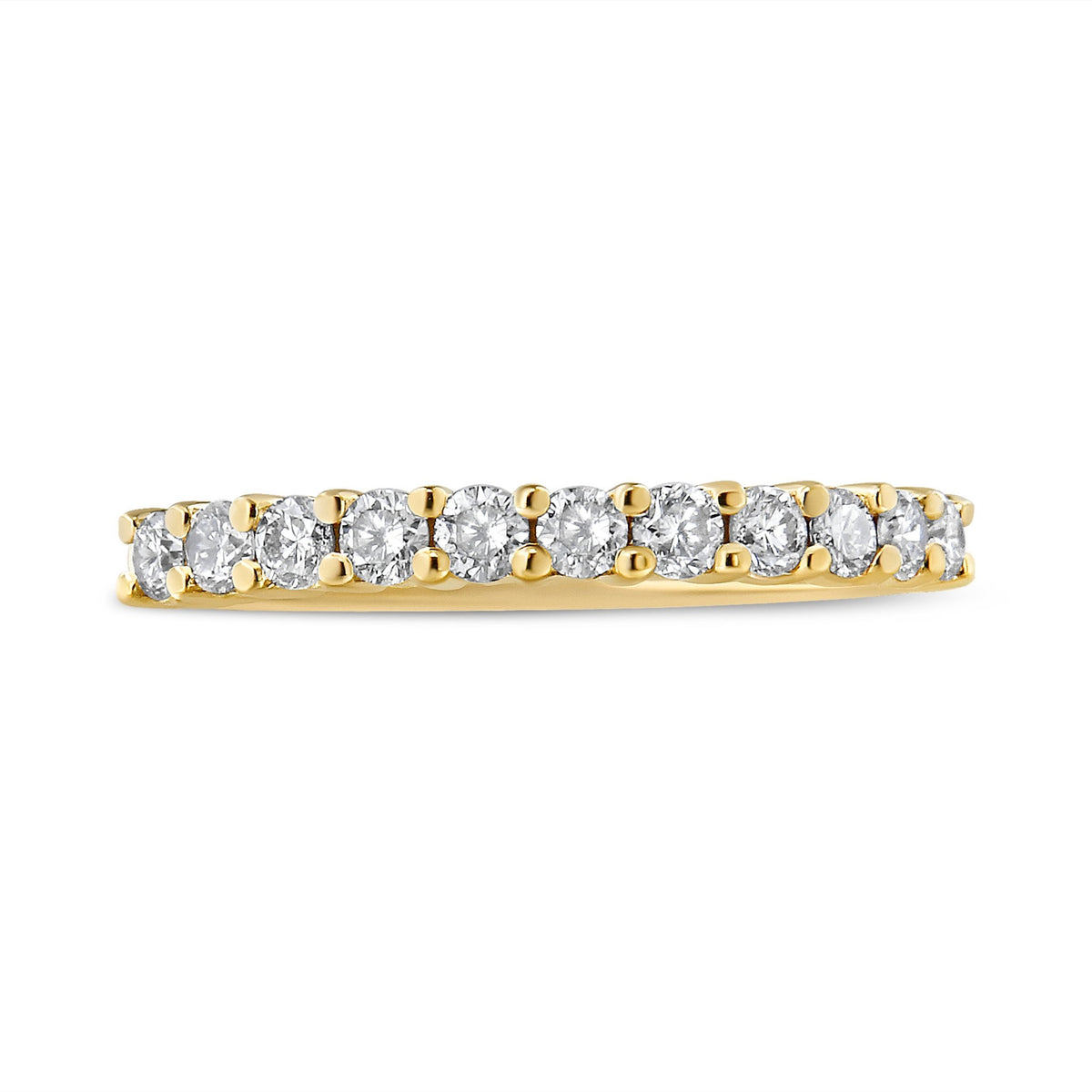 14K Yellow Gold Plated .925 Sterling Silver 1/2 cttw Shared Prong Set Brilliant Round-Cut Diamond 11 Stone Band Ring (J-K Color, SI1-SI2 Clarity) - Size 7 - LinkagejewelrydesignLinkagejewelrydesign