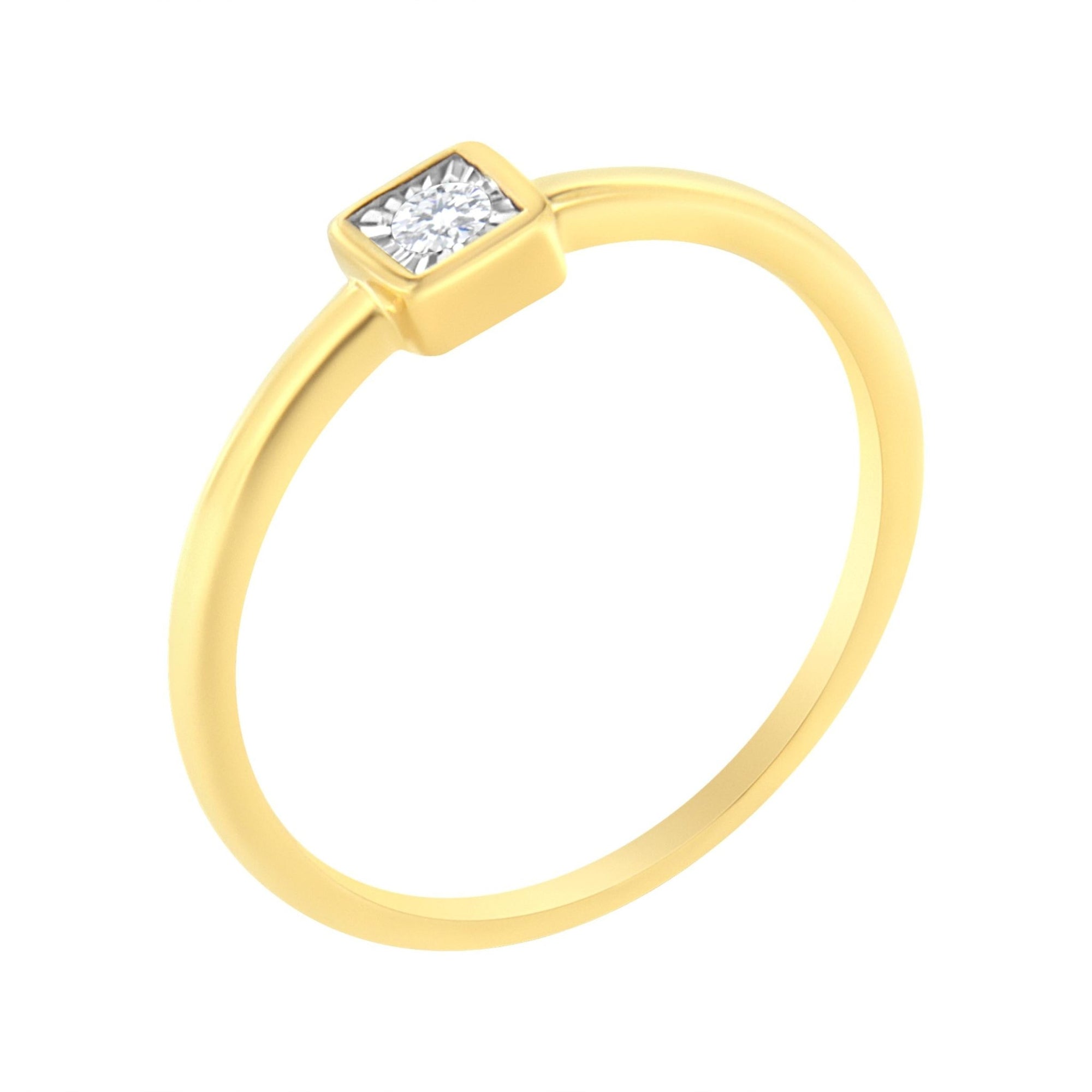 14K Yellow Gold Plated .925 Sterling Silver 1/20 cttw Miracle Set Diamond Promise Ring (J-K Color, I1-I2 Clarity) - Size 6 - LinkagejewelrydesignLinkagejewelrydesign