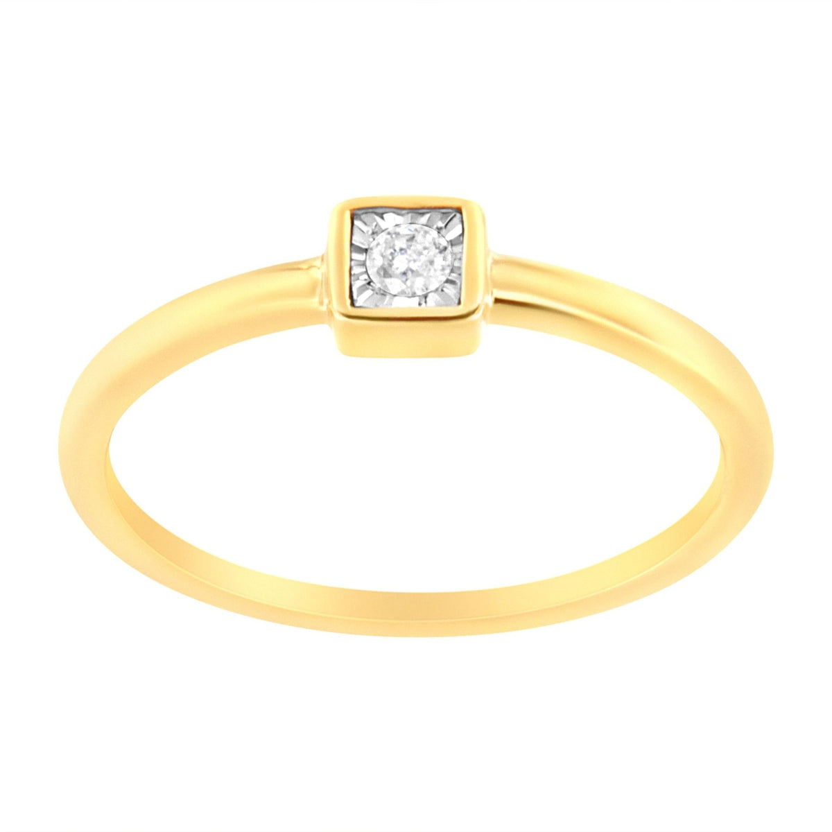 14K Yellow Gold Plated .925 Sterling Silver 1/20 cttw Miracle Set Diamond Promise Ring (J-K Color, I1-I2 Clarity) - Size 6 - LinkagejewelrydesignLinkagejewelrydesign