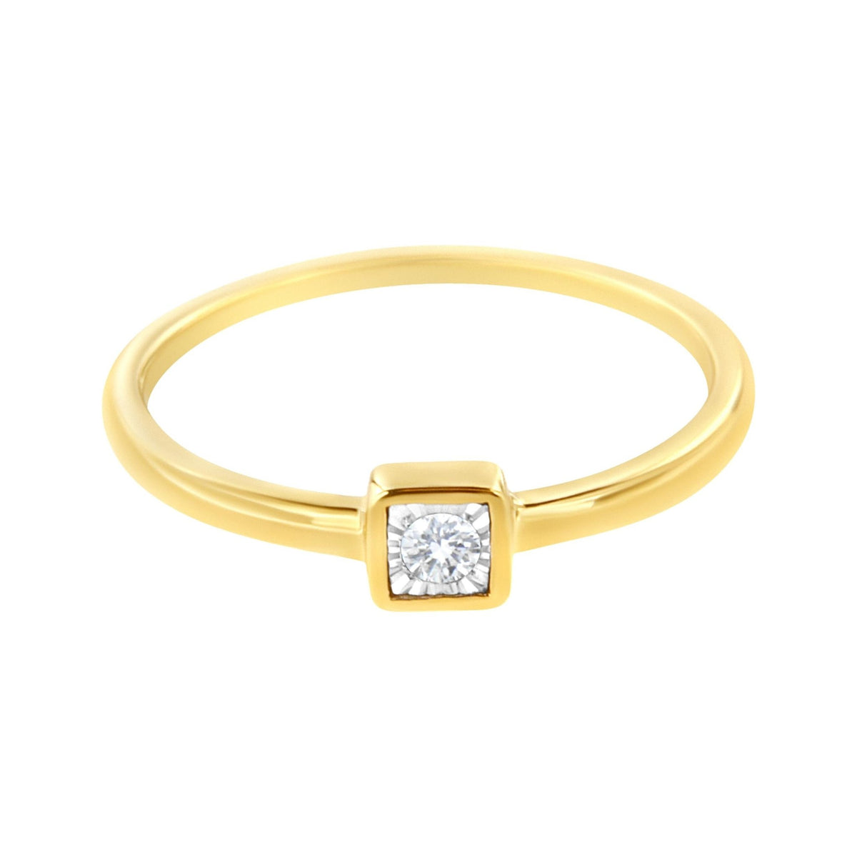 14K Yellow Gold Plated .925 Sterling Silver 1/20 cttw Miracle Set Diamond Promise Ring (J-K Color, I1-I2 Clarity) - Size 6 - LinkagejewelrydesignLinkagejewelrydesign