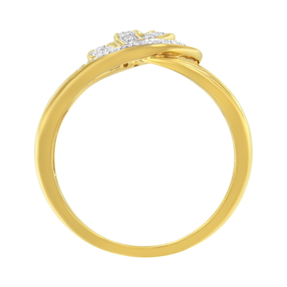 14K Yellow Gold Plated .925 Sterling Silver 1/4 Cttw Diamond Interlocking Loop Open Shank Bypass Ring (I-J Color, I1-I2 Clarity) - Size 7 - LinkagejewelrydesignLinkagejewelrydesign