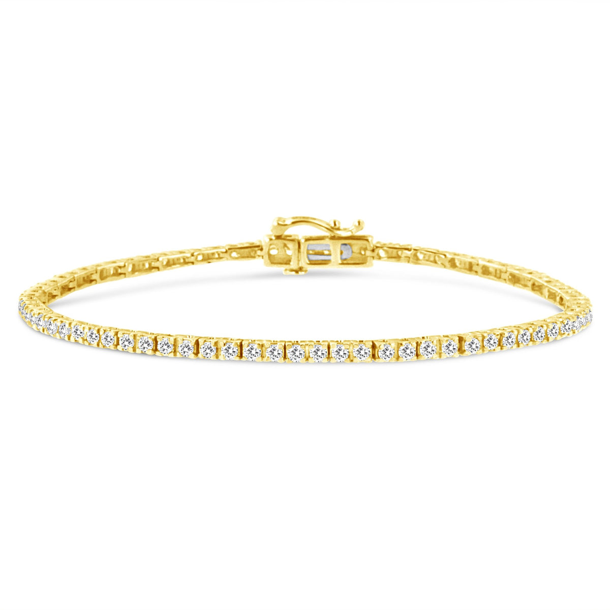 14K Yellow Gold Plated .925 Sterling Silver 2.0 Cttw Diamond Classic Link Tennis Bracelet (K-L Color, I2-I3 Clarity) - 7-1/4&quot; - LinkagejewelrydesignLinkagejewelrydesign