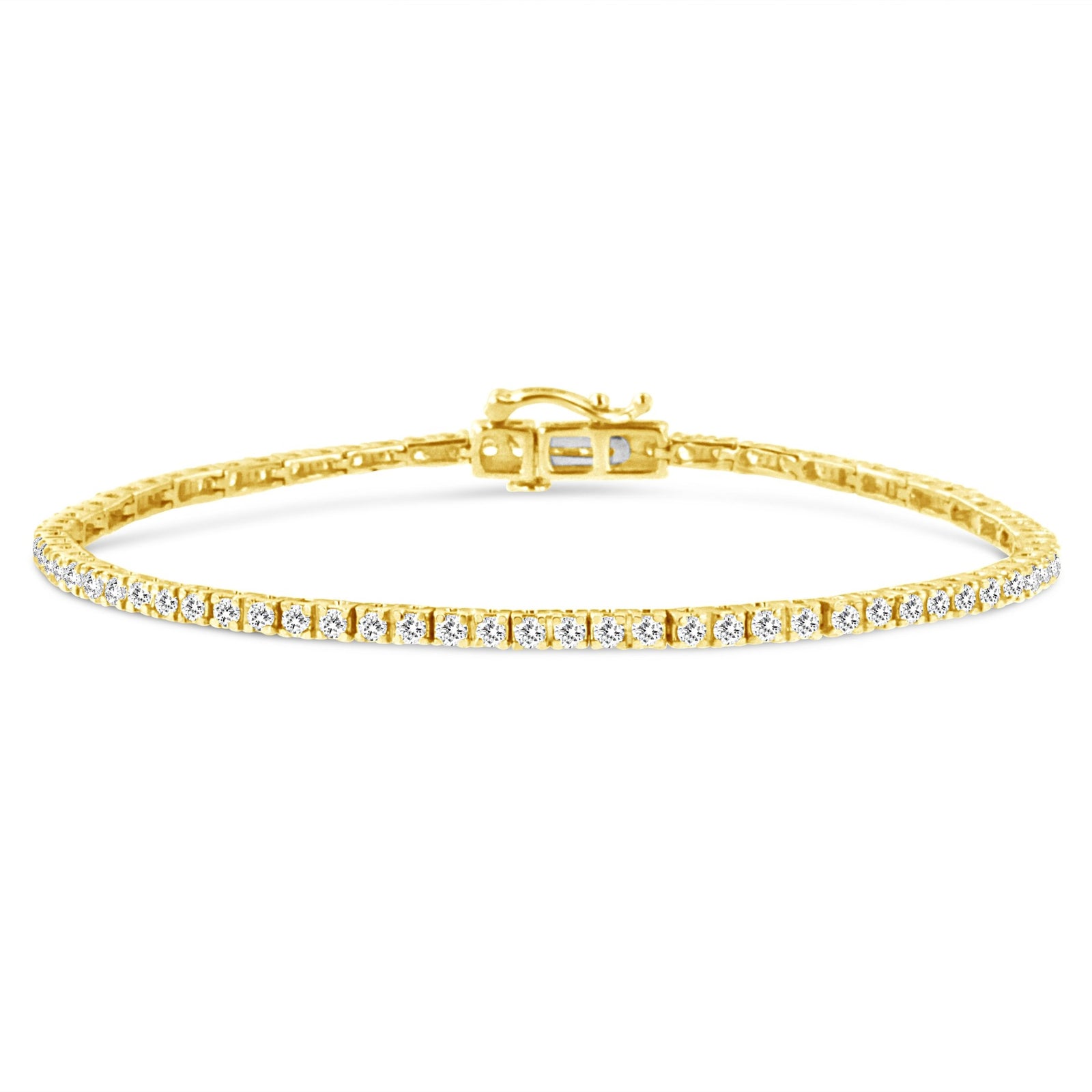 14K Yellow Gold Plated .925 Sterling Silver 2.0 Cttw Diamond Classic Link Tennis Bracelet (K-L Color, I2-I3 Clarity) - 7-1/4" - LinkagejewelrydesignLinkagejewelrydesign