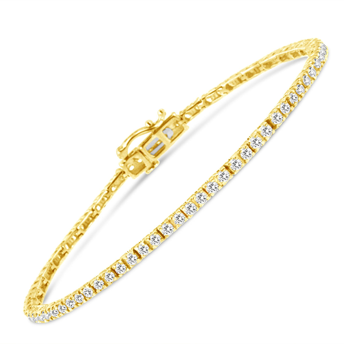 14K Yellow Gold Plated .925 Sterling Silver 2.0 Cttw Diamond Classic Link Tennis Bracelet (K-L Color, I2-I3 Clarity) - 7-1/4&quot; - LinkagejewelrydesignLinkagejewelrydesign