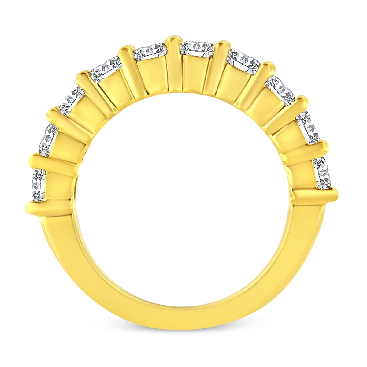 14K Yellow Gold Plated .925 Sterling Silver 2.0 Cttw Round Brilliant Cut Diamond 10 Stone Anniversary Band Ring (J-K Color, I1-I2 Clarity) - Size 7 - LinkagejewelrydesignLinkagejewelrydesign