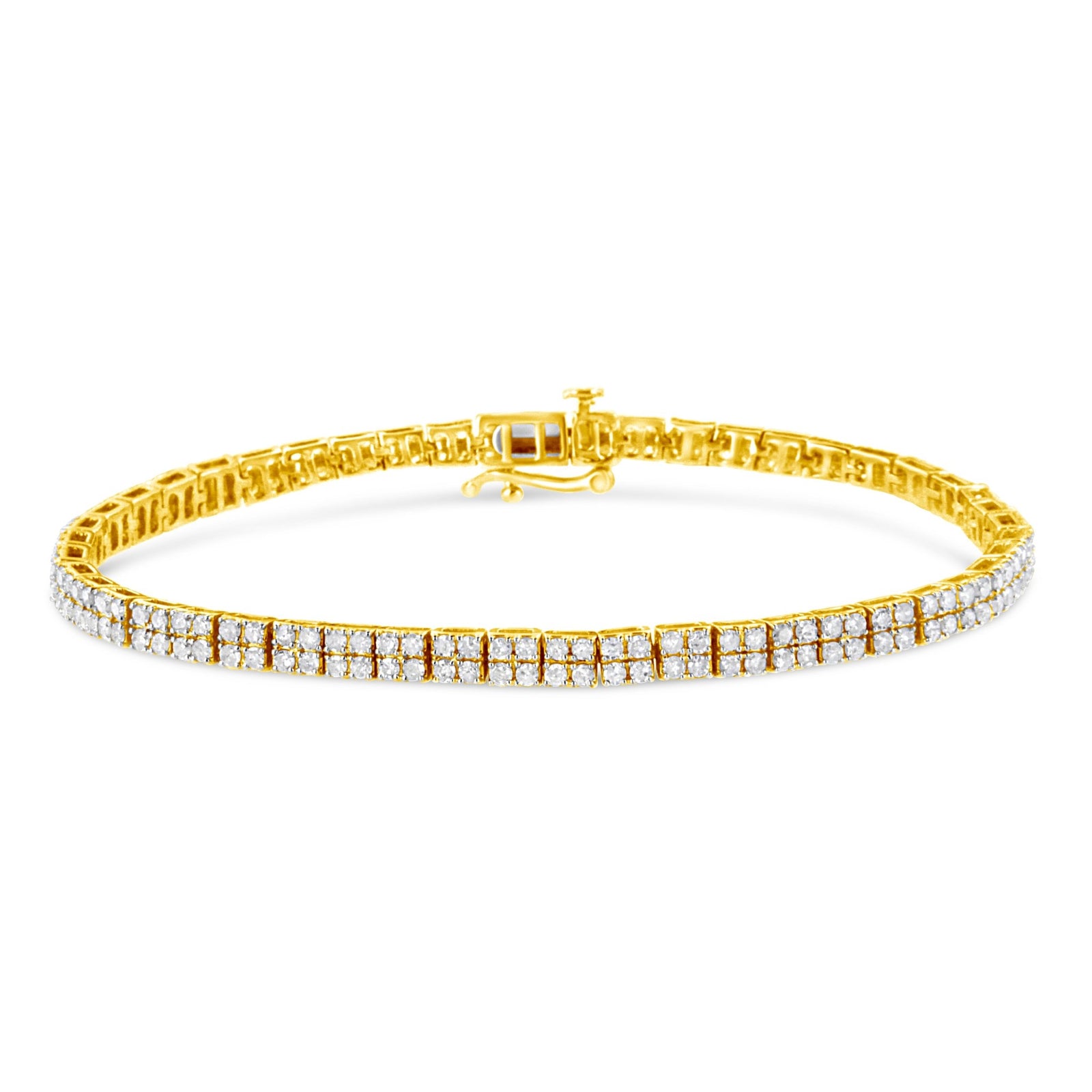 14K Yellow Gold Plated .925 Sterling Silver 3.0 Cttw Diamond Link Bracelet (K-L Color, I2-I3 Clarity) - 7.25" - LinkagejewelrydesignLinkagejewelrydesign