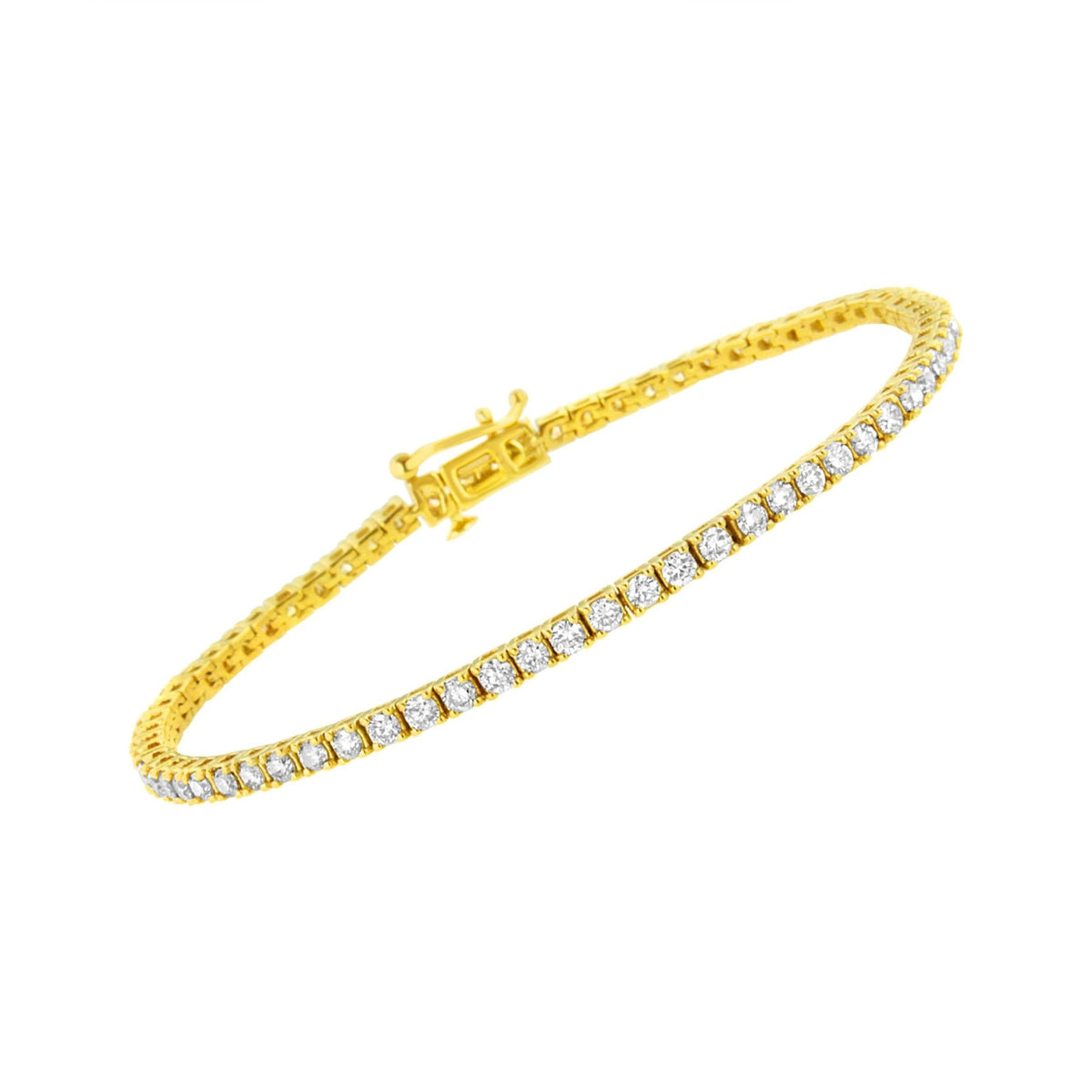 14K Yellow Gold Plated .925 Sterling Silver 3.0 Cttw Diamond Tennis Bracelet (K-L Color, I1-I2 Clarity)- Size 7.25" - LinkagejewelrydesignLinkagejewelrydesign
