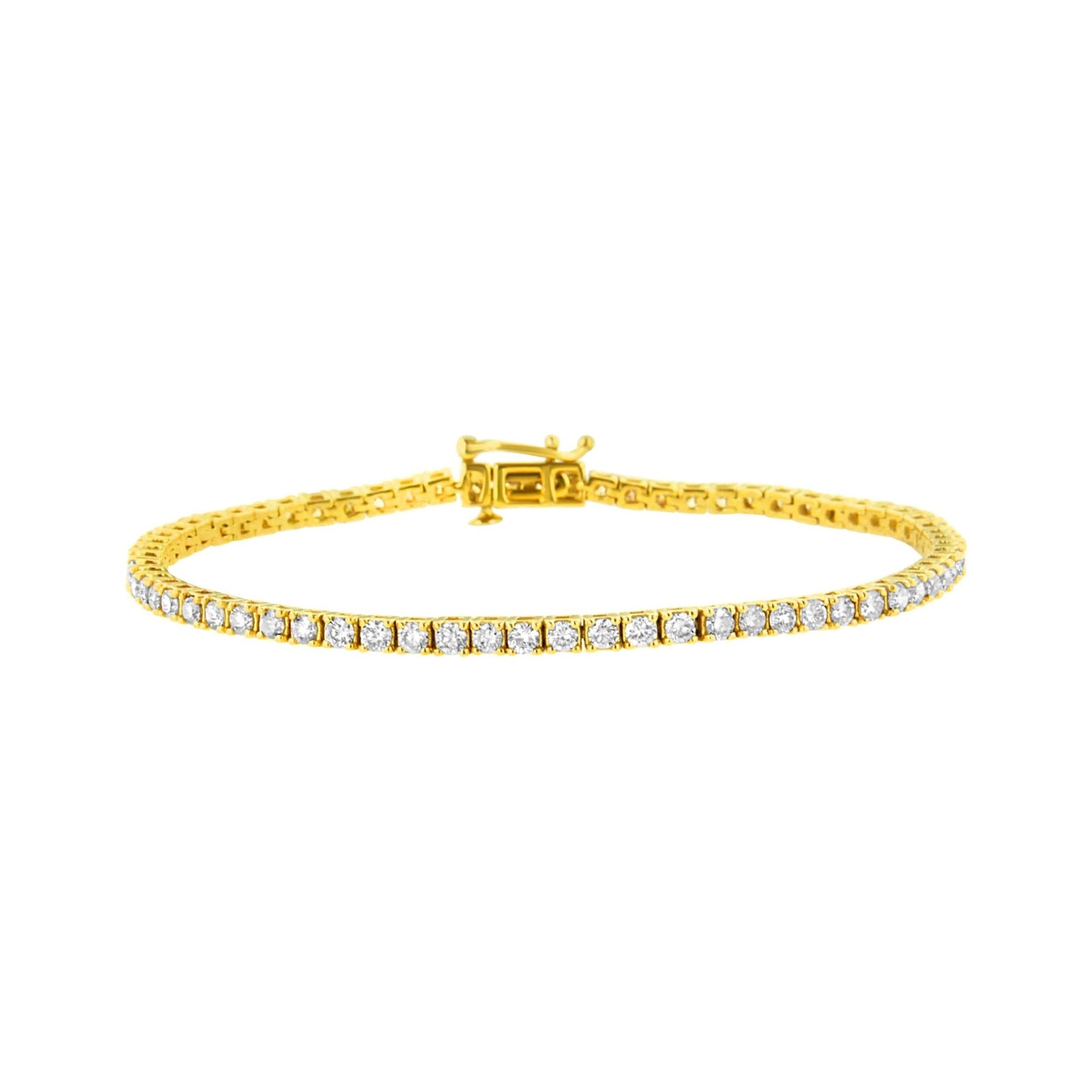 14K Yellow Gold Plated .925 Sterling Silver 3.0 Cttw Diamond Tennis Bracelet (K-L Color, I1-I2 Clarity)- Size 7.25" - LinkagejewelrydesignLinkagejewelrydesign