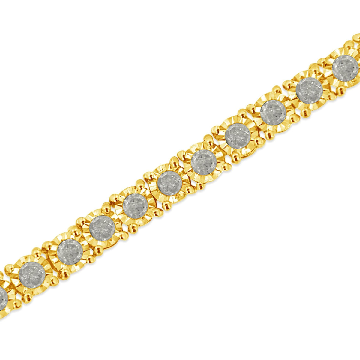 14K Yellow Gold Plated .925 Sterling Silver 3.0 Cttw Miracle-Set Diamond Tennis Bracelet (L-M Color, I2-I3 Clarity) - 7.25&quot; - LinkagejewelrydesignLinkagejewelrydesign