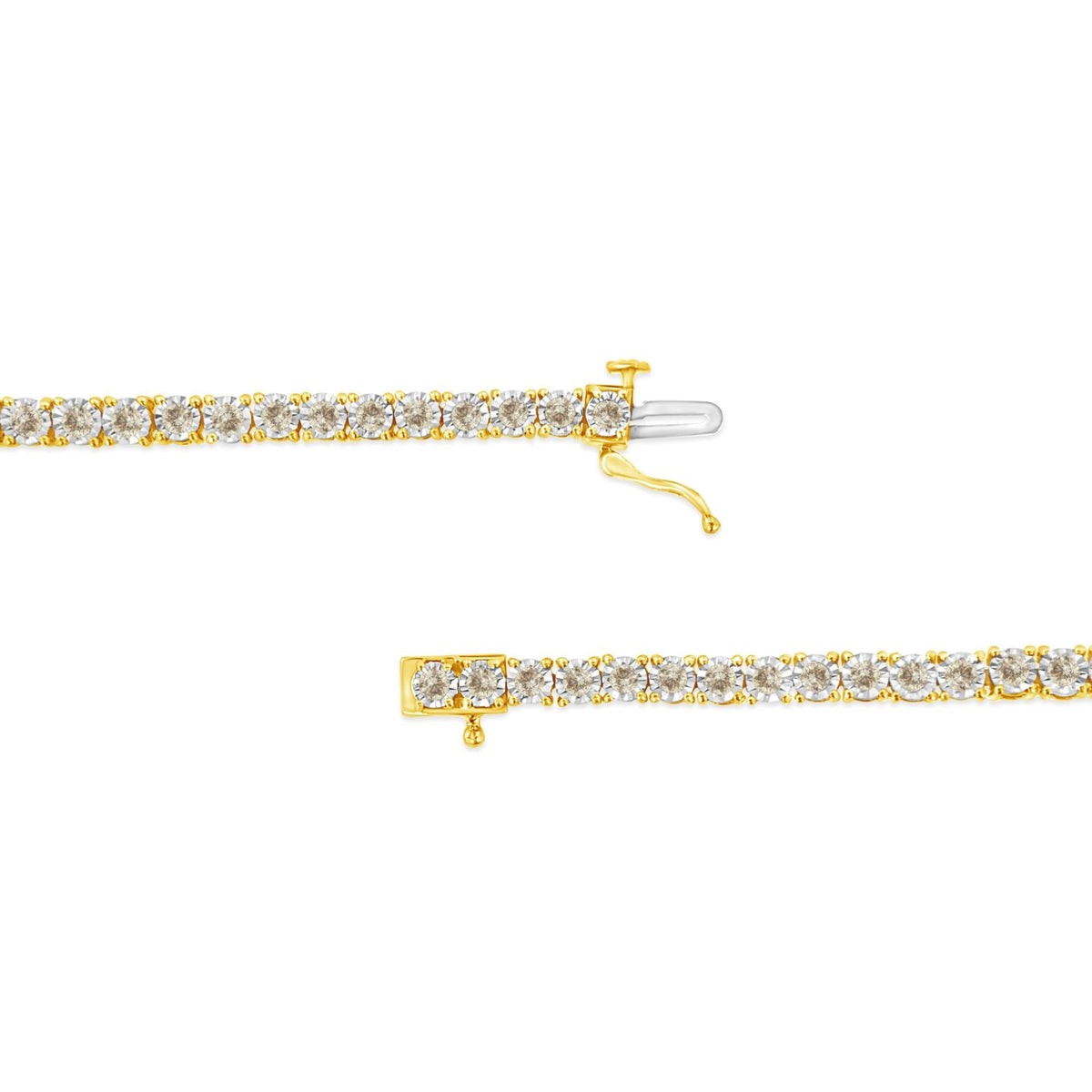14K Yellow Gold Plated .925 Sterling Silver 3.0 Cttw Miracle-Set Diamond Tennis Bracelet (L-M Color, I2-I3 Clarity) - 7.25&quot; - LinkagejewelrydesignLinkagejewelrydesign