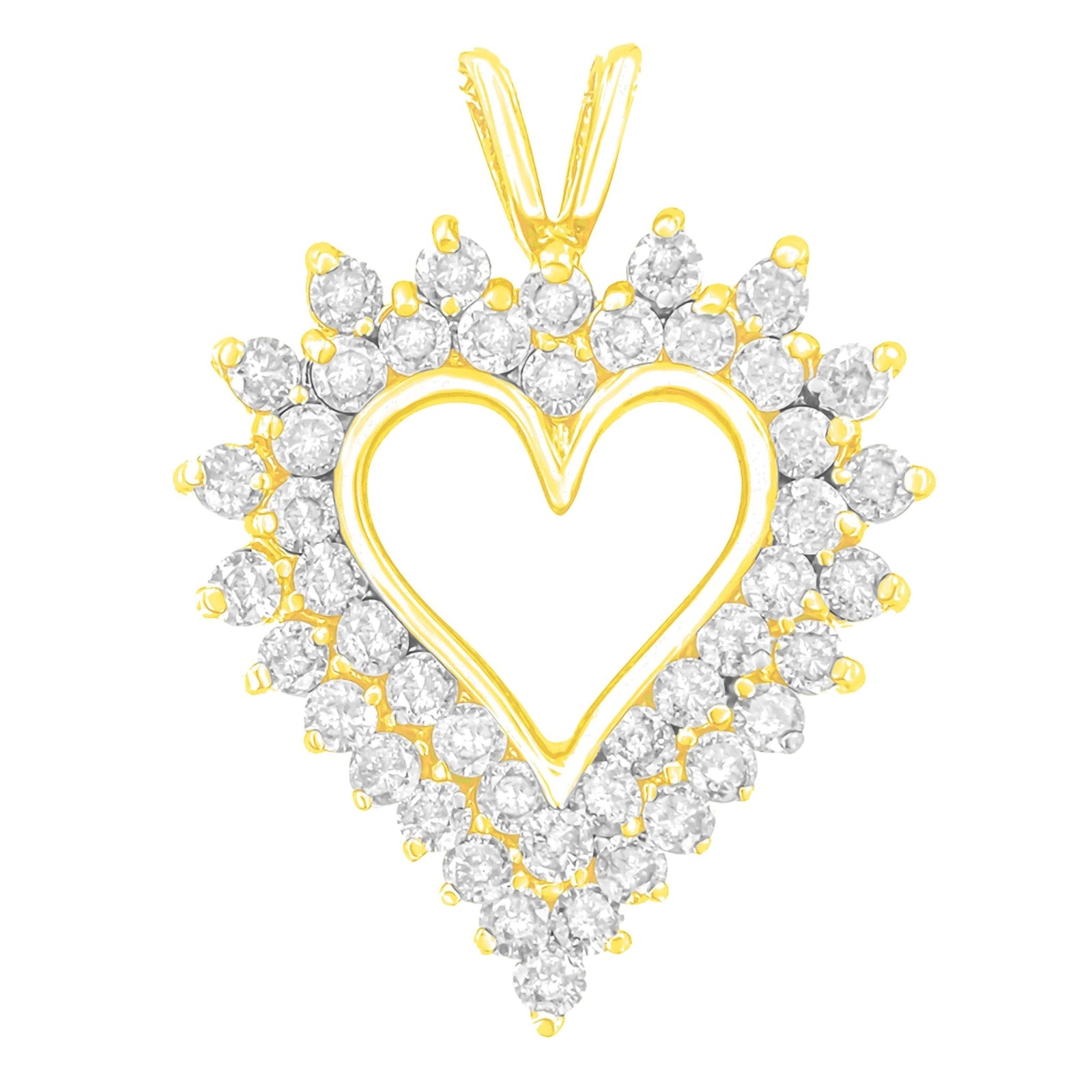 14K Yellow Gold Plated .925 Sterling Silver 3.00 Cttw Round Cut Diamond Cluster Heart 18" Pendant Necklace (K-L Color, I1-I2 Clarity) - LinkagejewelrydesignLinkagejewelrydesign
