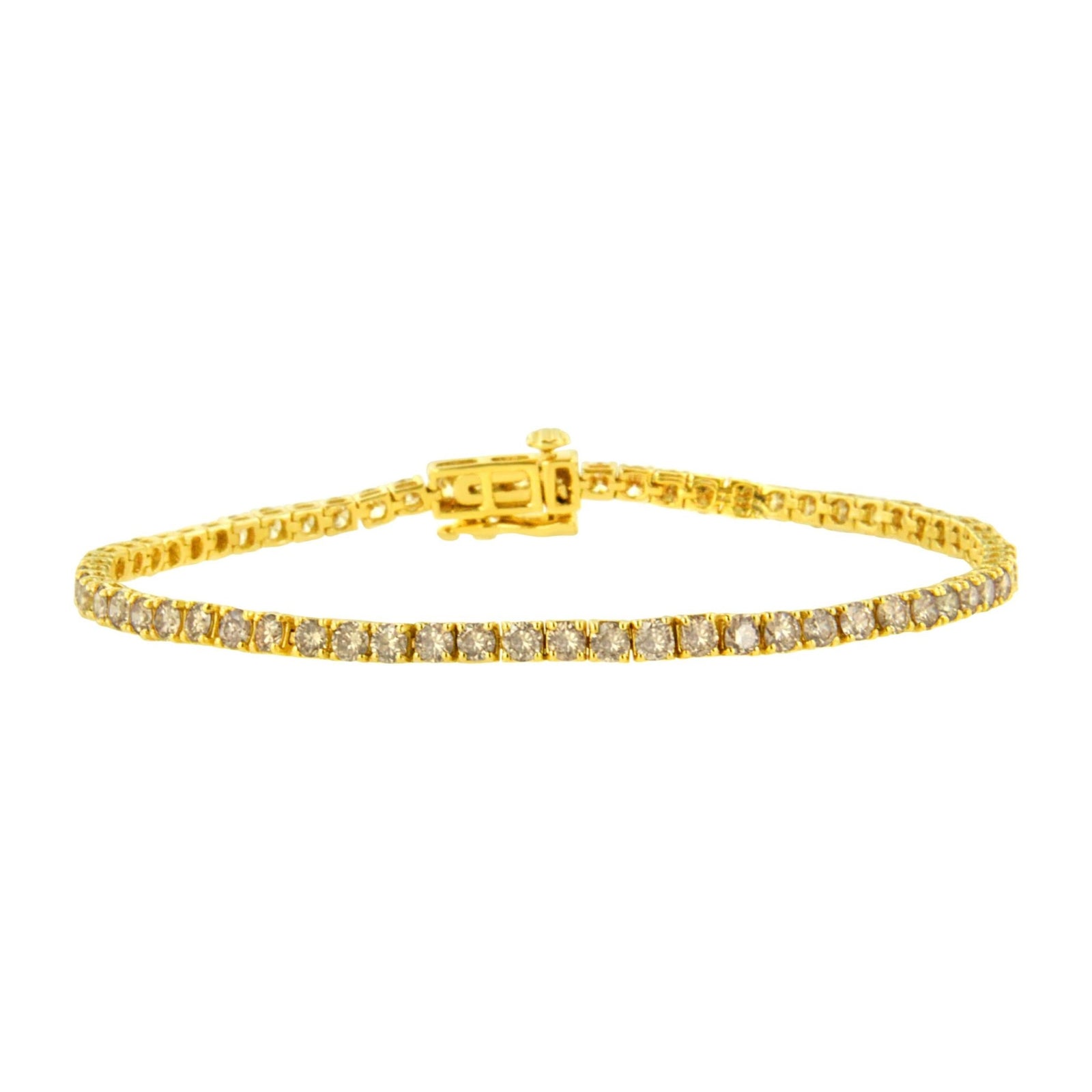 14K Yellow Gold Plated .925 Sterling Silver 4 cttw 4-Prong Set Round-Cut Diamond Classic Tennis Bracelet (K-L Color, I2-I3 Clarity) - Size 7.25" - LinkagejewelrydesignLinkagejewelrydesign