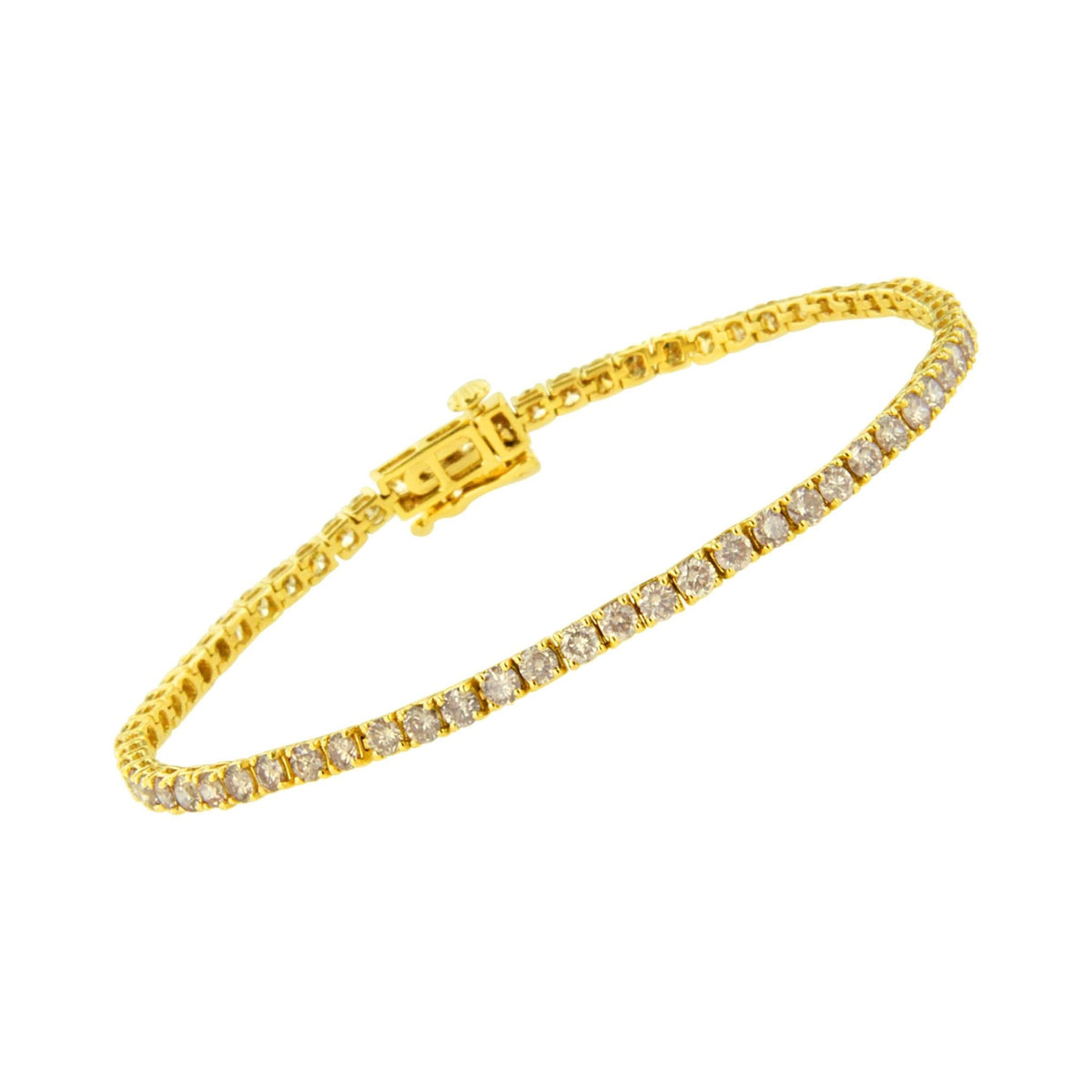 14K Yellow Gold Plated .925 Sterling Silver 4 cttw 4-Prong Set Round-Cut Diamond Classic Tennis Bracelet (K-L Color, I2-I3 Clarity) - Size 7.25" - LinkagejewelrydesignLinkagejewelrydesign