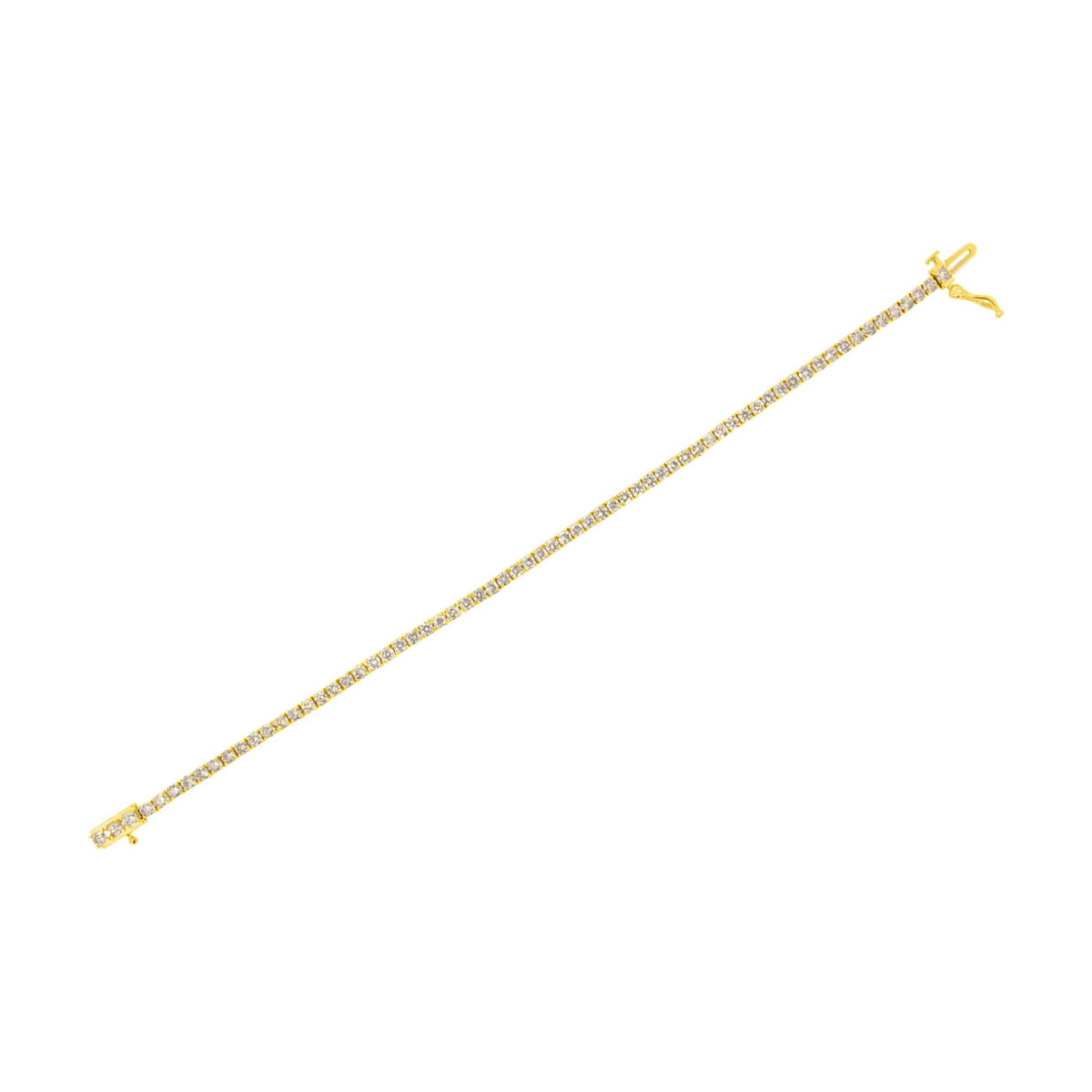 14K Yellow Gold Plated .925 Sterling Silver 4 cttw 4-Prong Set Round-Cut Diamond Classic Tennis Bracelet (K-L Color, I2-I3 Clarity) - Size 7.25" - LinkagejewelrydesignLinkagejewelrydesign