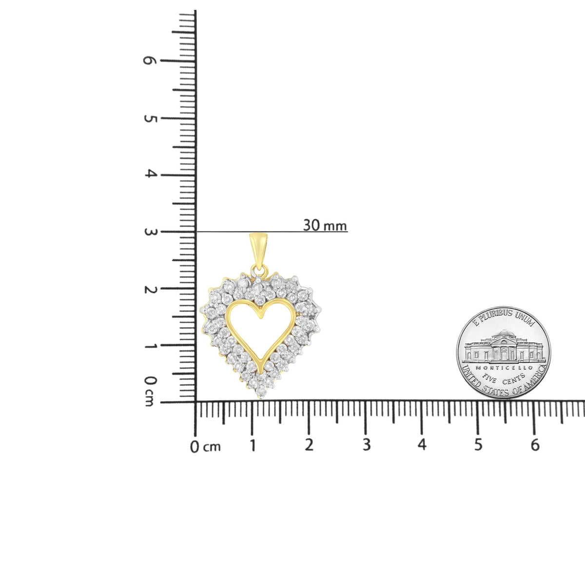 14K Yellow Gold Plated .925 Sterling Silver 4.0 Cttw Diamond Shadow Frame Heart 18&quot; Pendant Necklace (J-K Color, I1-I2 Clarity) - LinkagejewelrydesignLinkagejewelrydesign