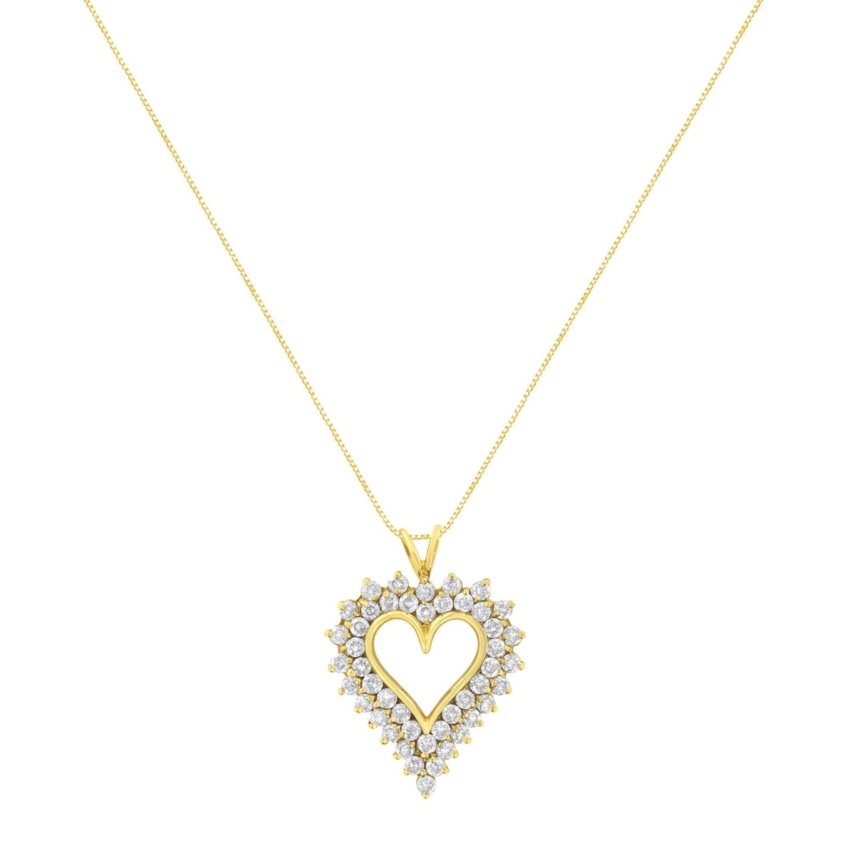 14K Yellow Gold Plated .925 Sterling Silver 4.0 cttw Prong Set, Round-Cut Diamond Heart 18&quot; Pendant (K-L Color, I1-I2 Clarity) - LinkagejewelrydesignLinkagejewelrydesign