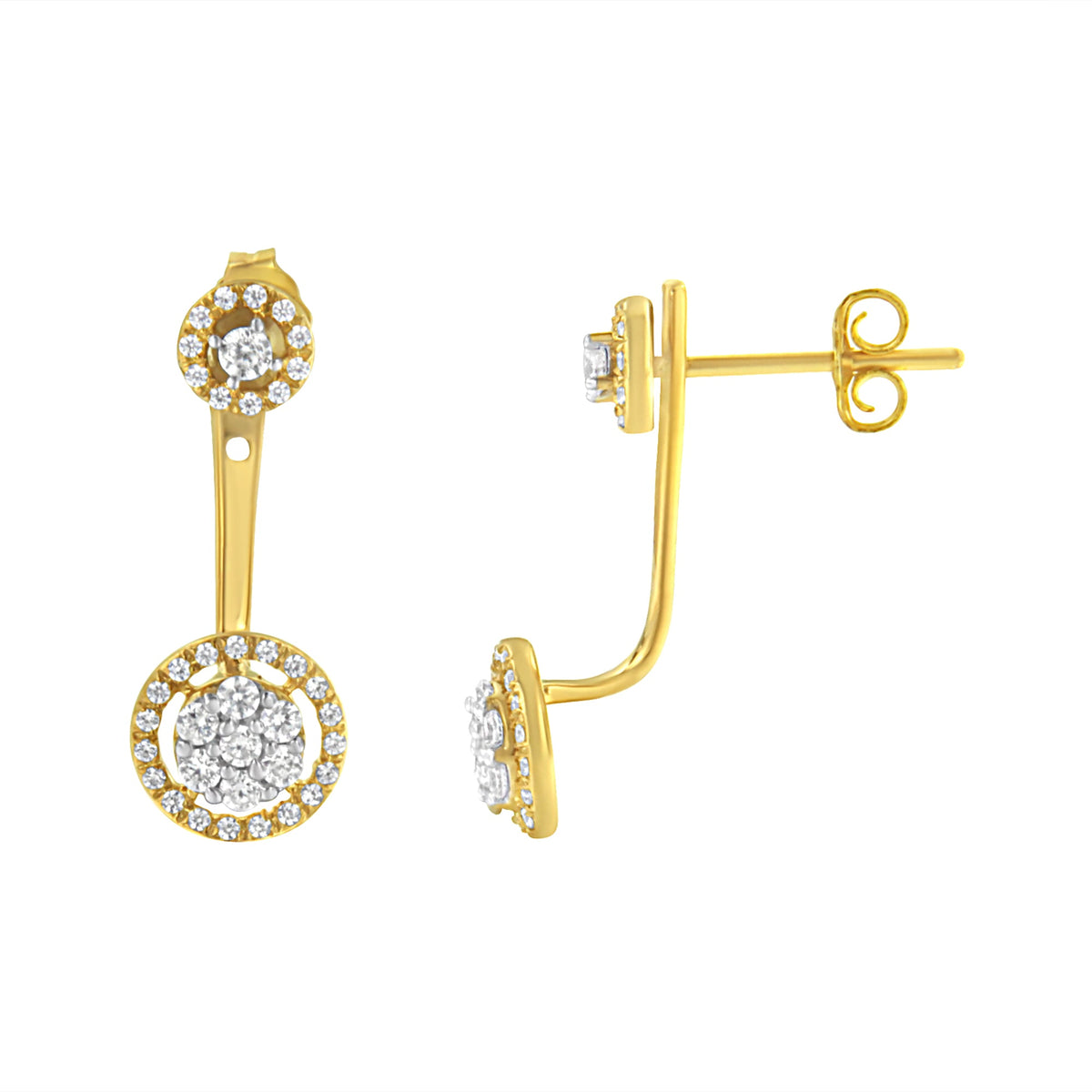 14K Yellow Gold Plated .925 Sterling Silver 5/8 Cttw Diamond Removable Stud and Dangle Earrings (I-J Color, I2-I3) - LinkagejewelrydesignLinkagejewelrydesign