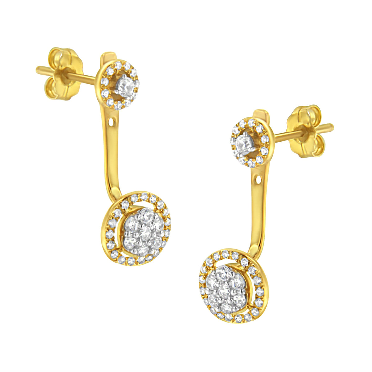 14K Yellow Gold Plated .925 Sterling Silver 5/8 Cttw Diamond Removable Stud and Dangle Earrings (I-J Color, I2-I3) - LinkagejewelrydesignLinkagejewelrydesign