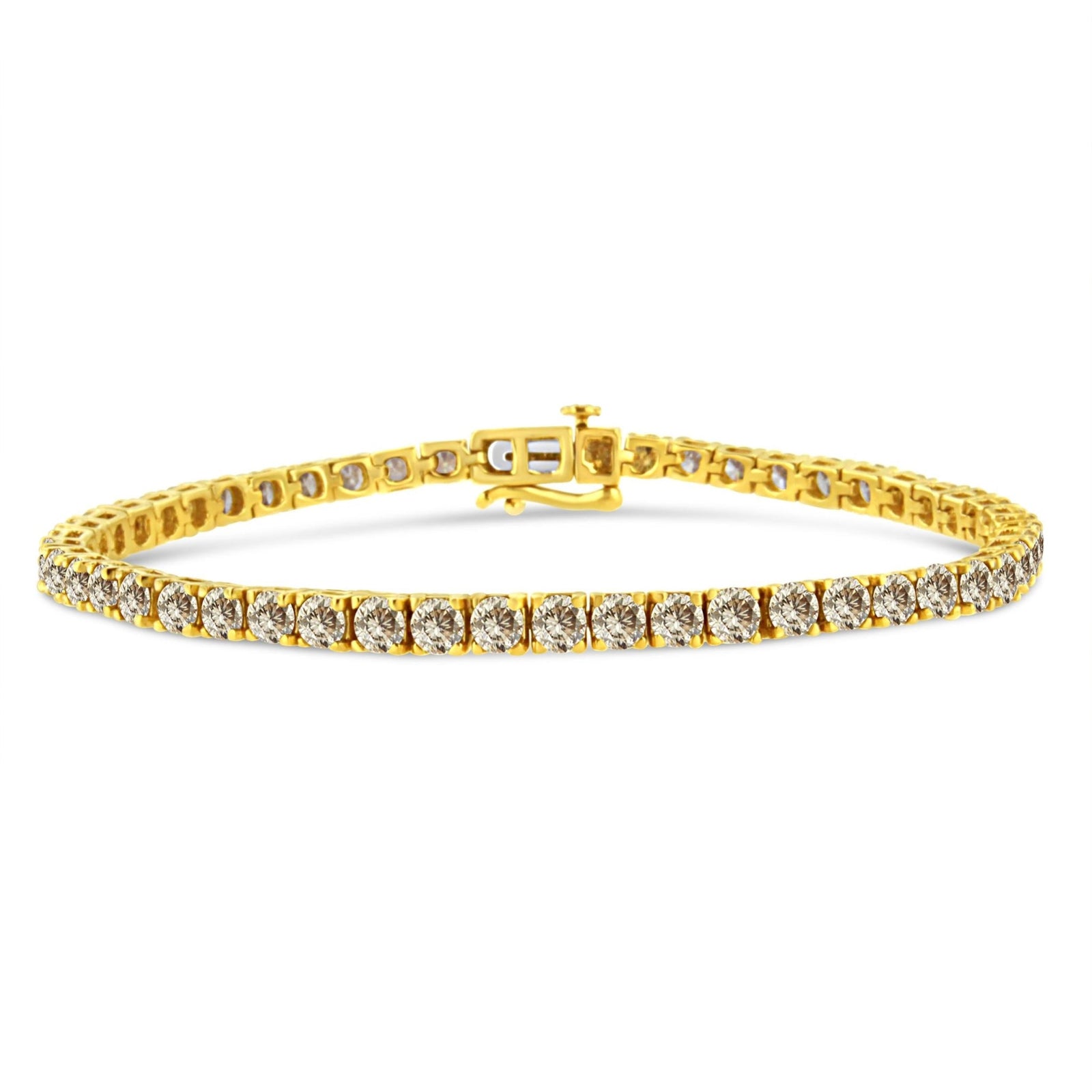 14K Yellow Gold Plated .925 Sterling Silver 8.0 Cttw Diamond Classic Link Tennis Bracelet (K-L Color, I2-I3 Clarity) - 7-1/4" - LinkagejewelrydesignLinkagejewelrydesign